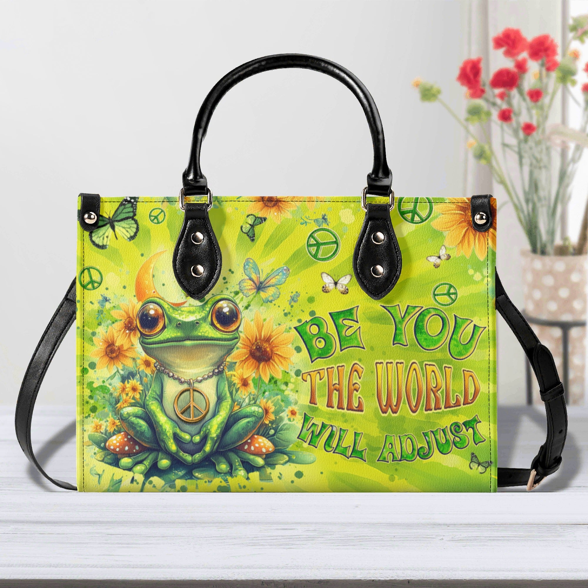 BE YOU THE WORLD WILL ADJUST FROG TIE DYE LEATHER HANDBAG - TYQY0401255