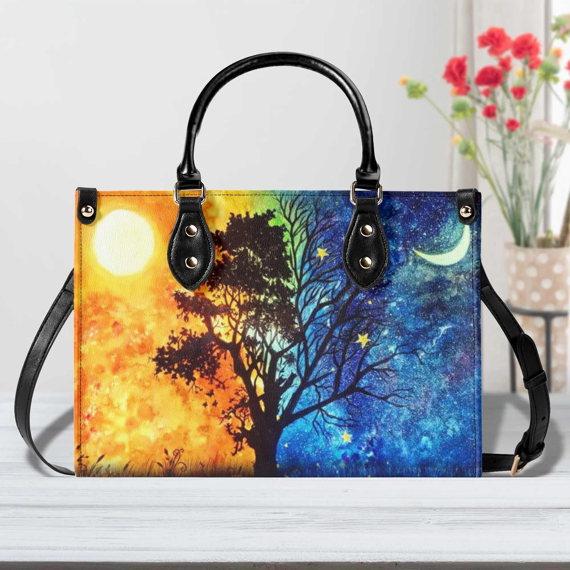 TREE OF LIFE SUN AND MOON LEATHER HANDBAG - YHHN2907244