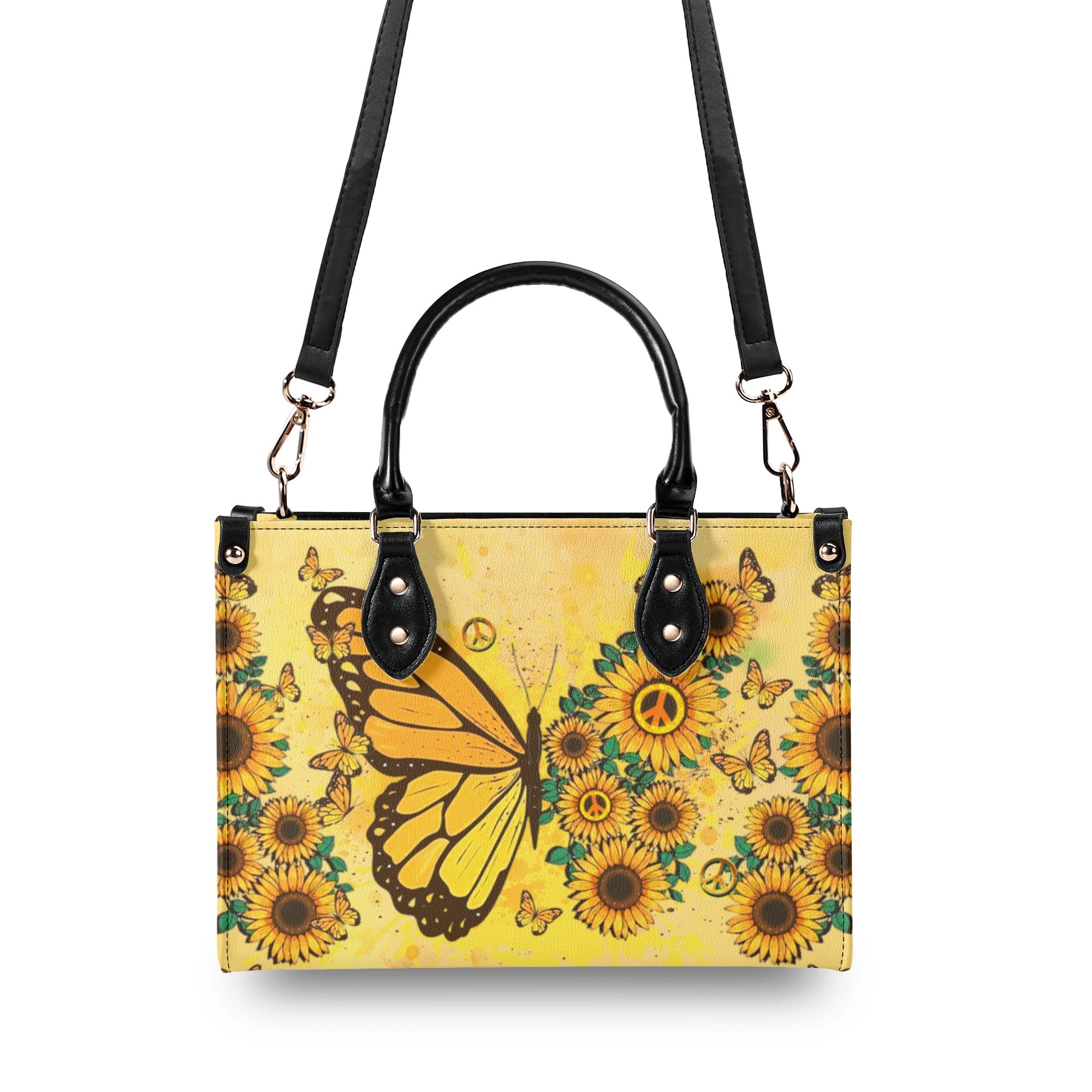 HIPPIE SUNFLOWER BUTTERFLY LEATHER HANDBAG - YHDU2510245