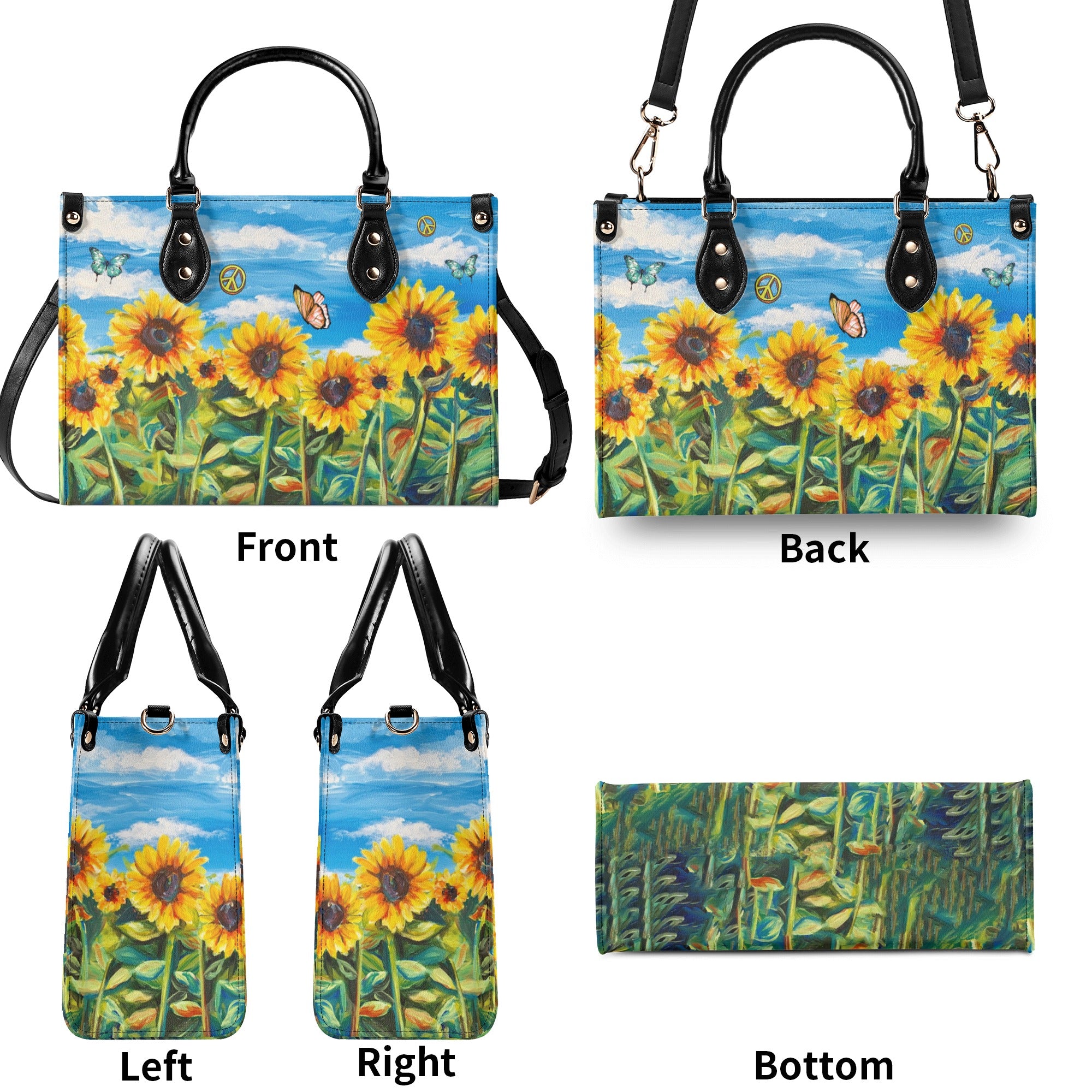 HIPPIE SUNFLOWERS LEATHER HANDBAG - YHHG0411244