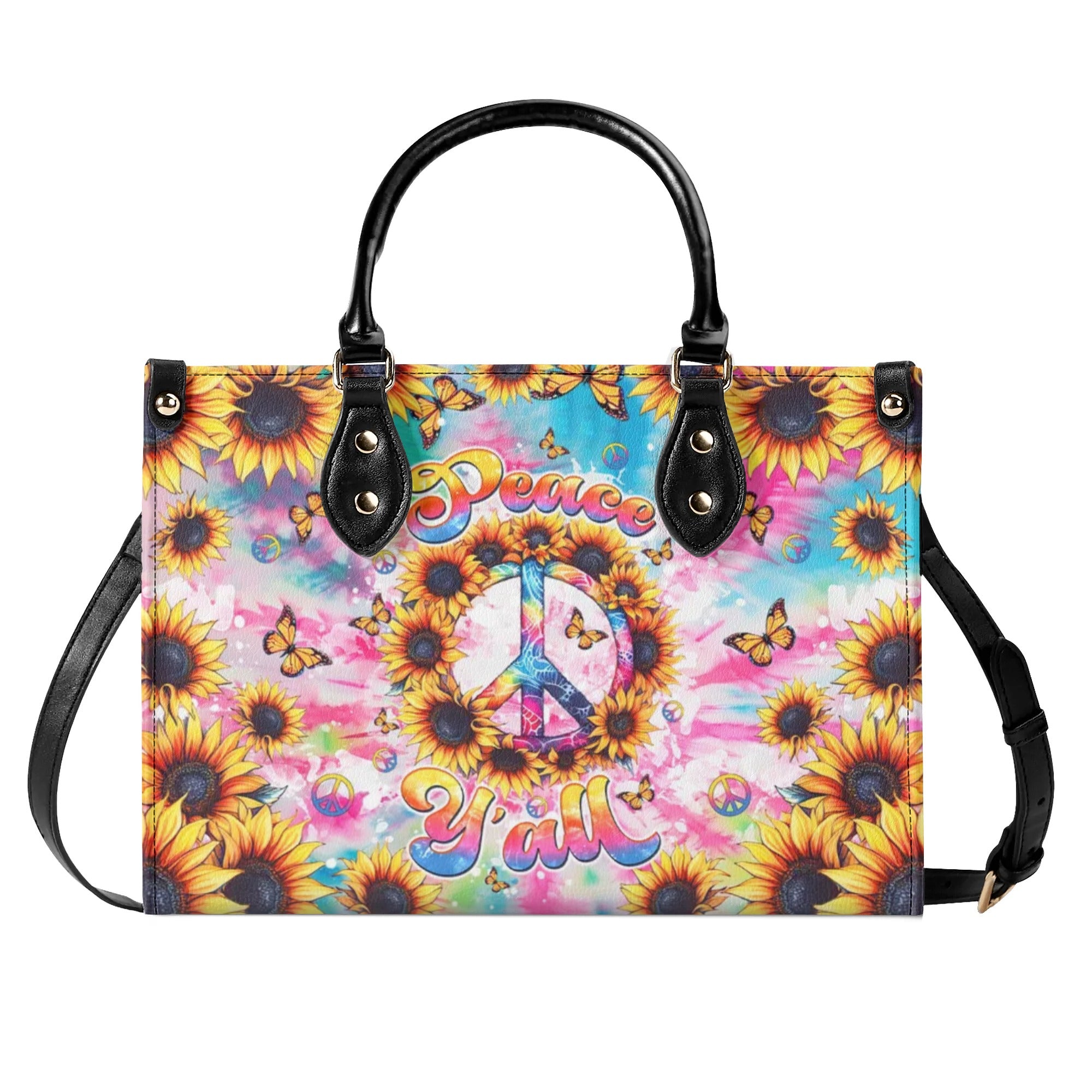 PEACE Y'ALL SUNFLOWER LEATHER HANDBAG - TLTW1109243