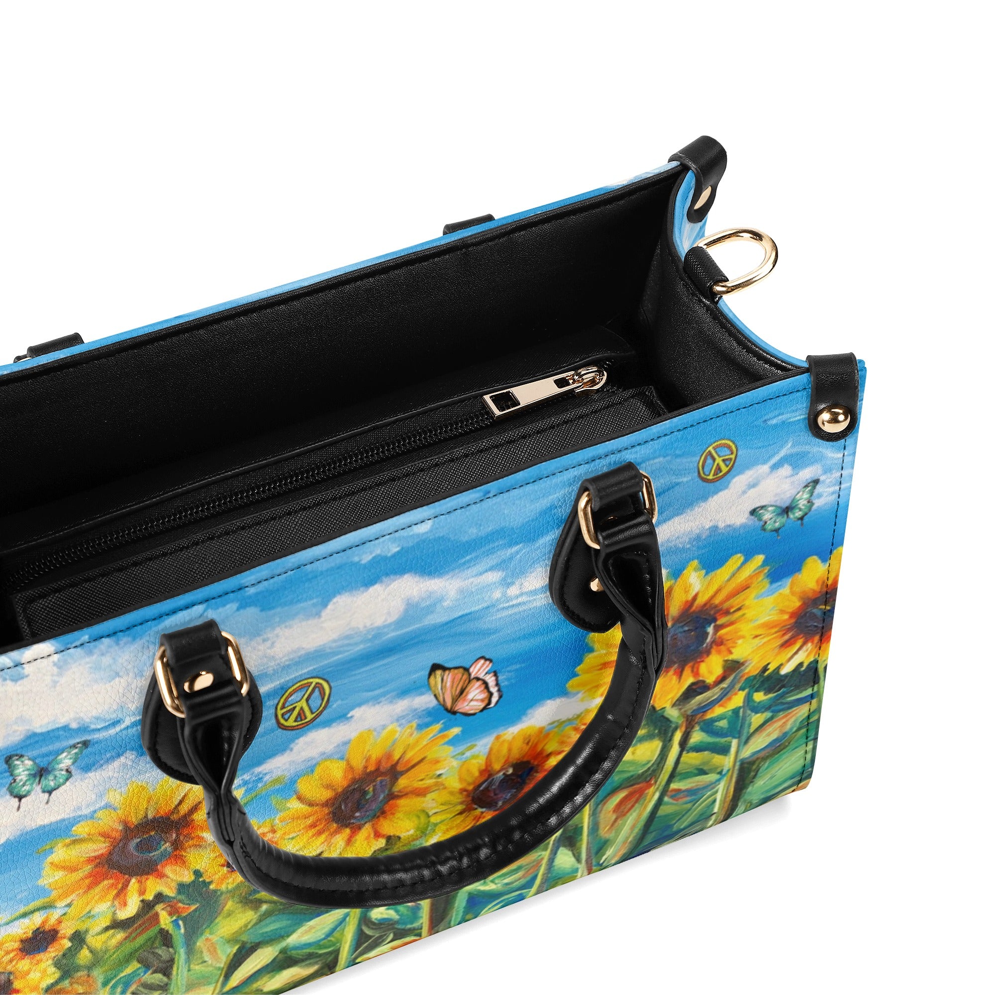 HIPPIE SUNFLOWERS LEATHER HANDBAG - YHHG0411244