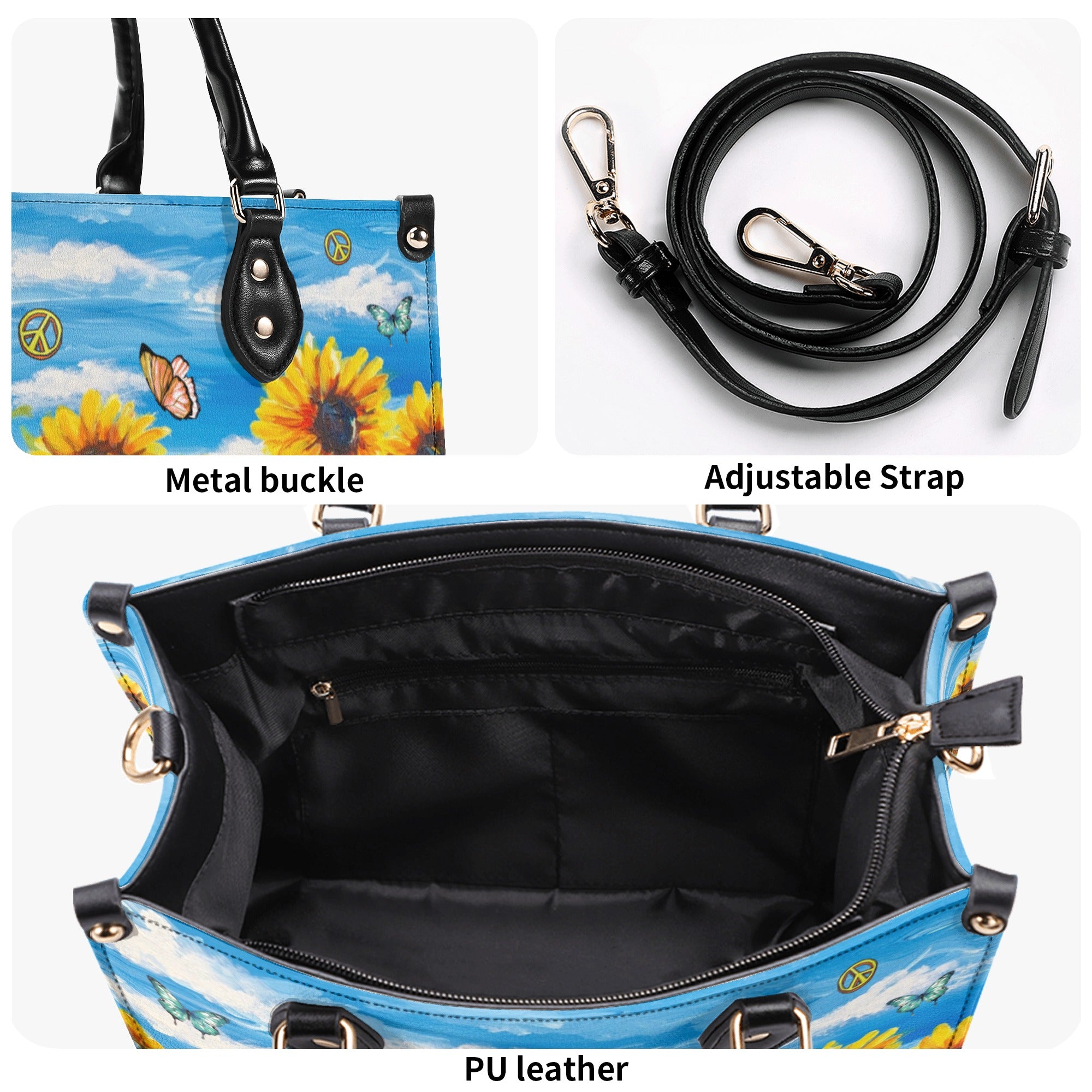 HIPPIE SUNFLOWERS LEATHER HANDBAG - YHHG0411244