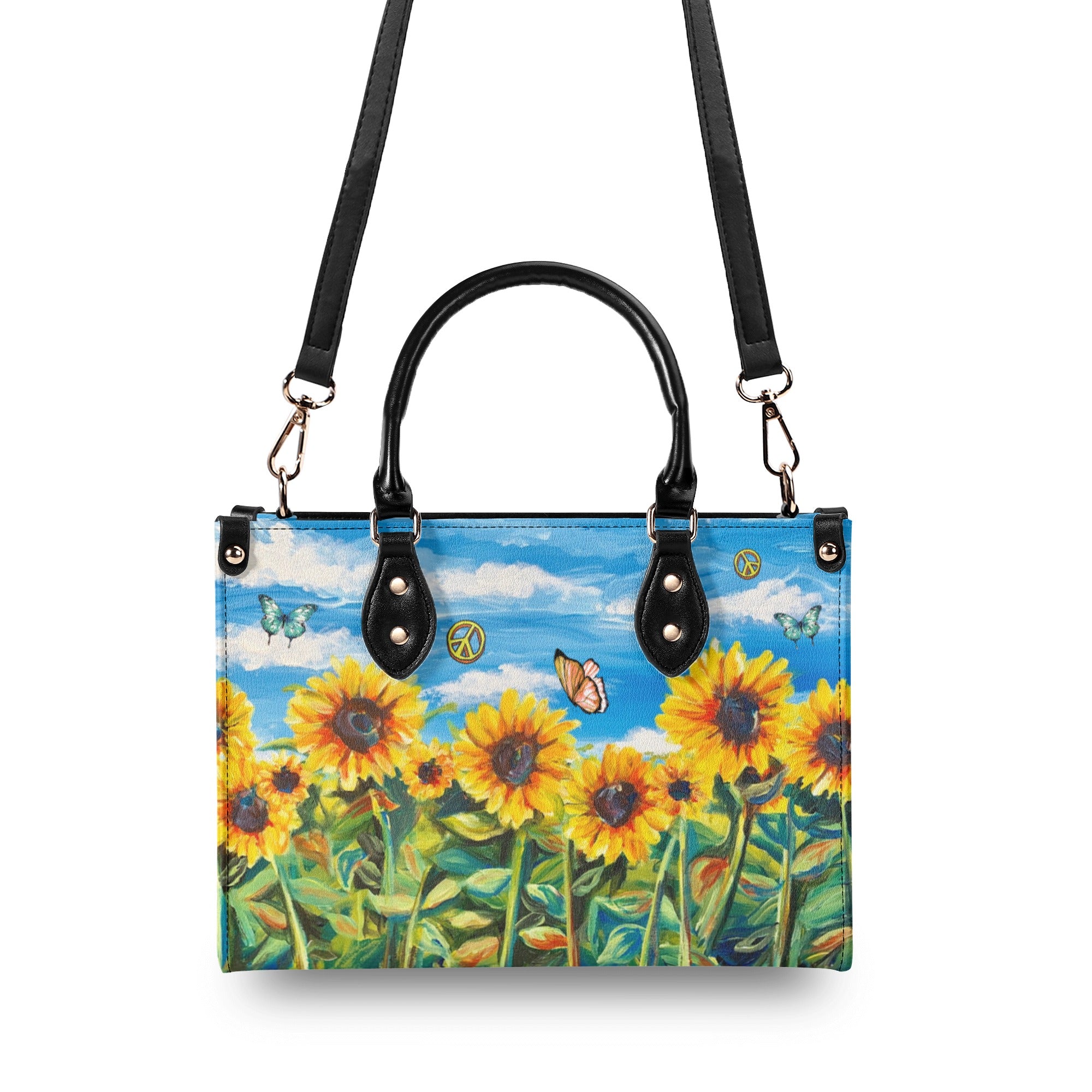 HIPPIE SUNFLOWERS LEATHER HANDBAG - YHHG0411244