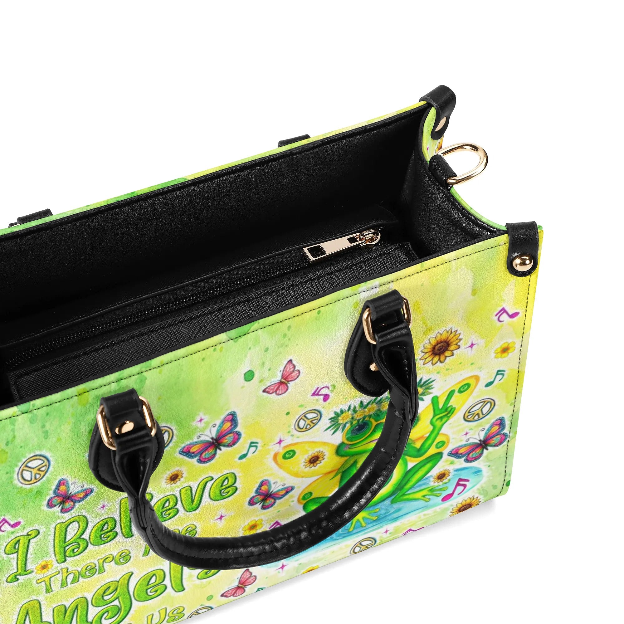 I BELIEVE THERE ARE ANGELS AMONG US FROG LEATHER HANDBAG - TLTR1209243