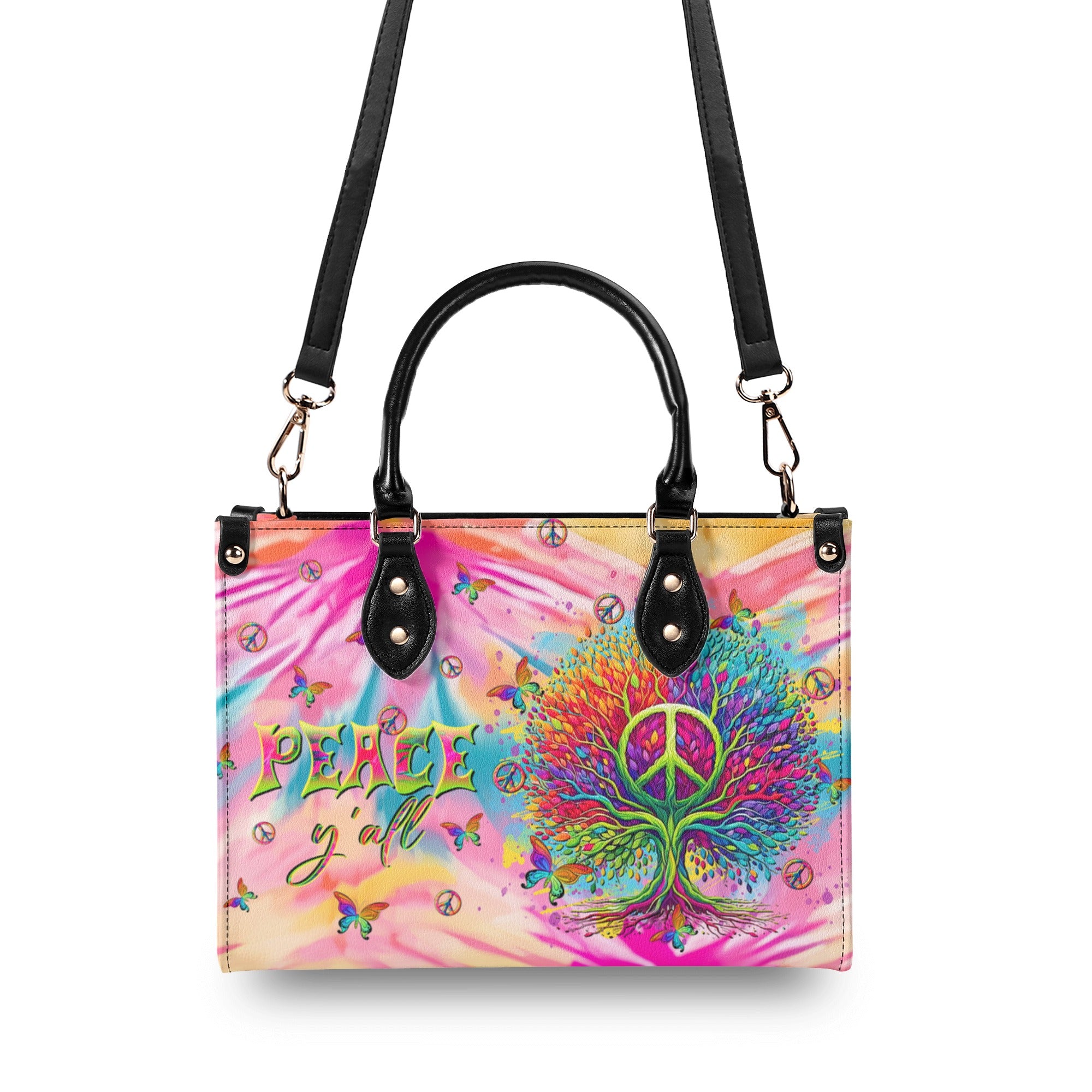 PEACE Y'ALL TREE OF LIFE  LEATHER HANDBAG - TLTR3010243