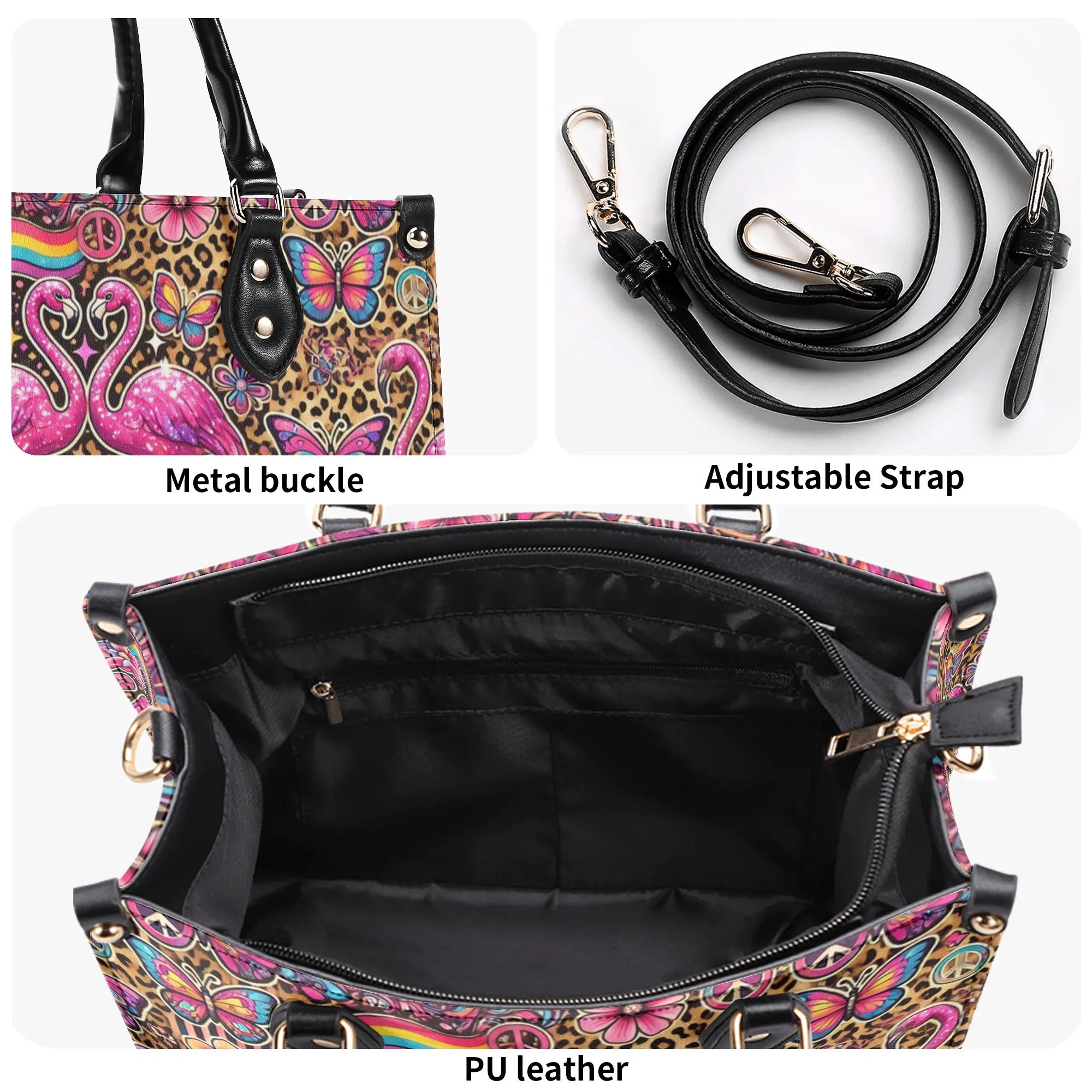 FLAMINGO HIPPIE LEOPARD PATTERN LEATHER HANDBAG - TLNZ2407244