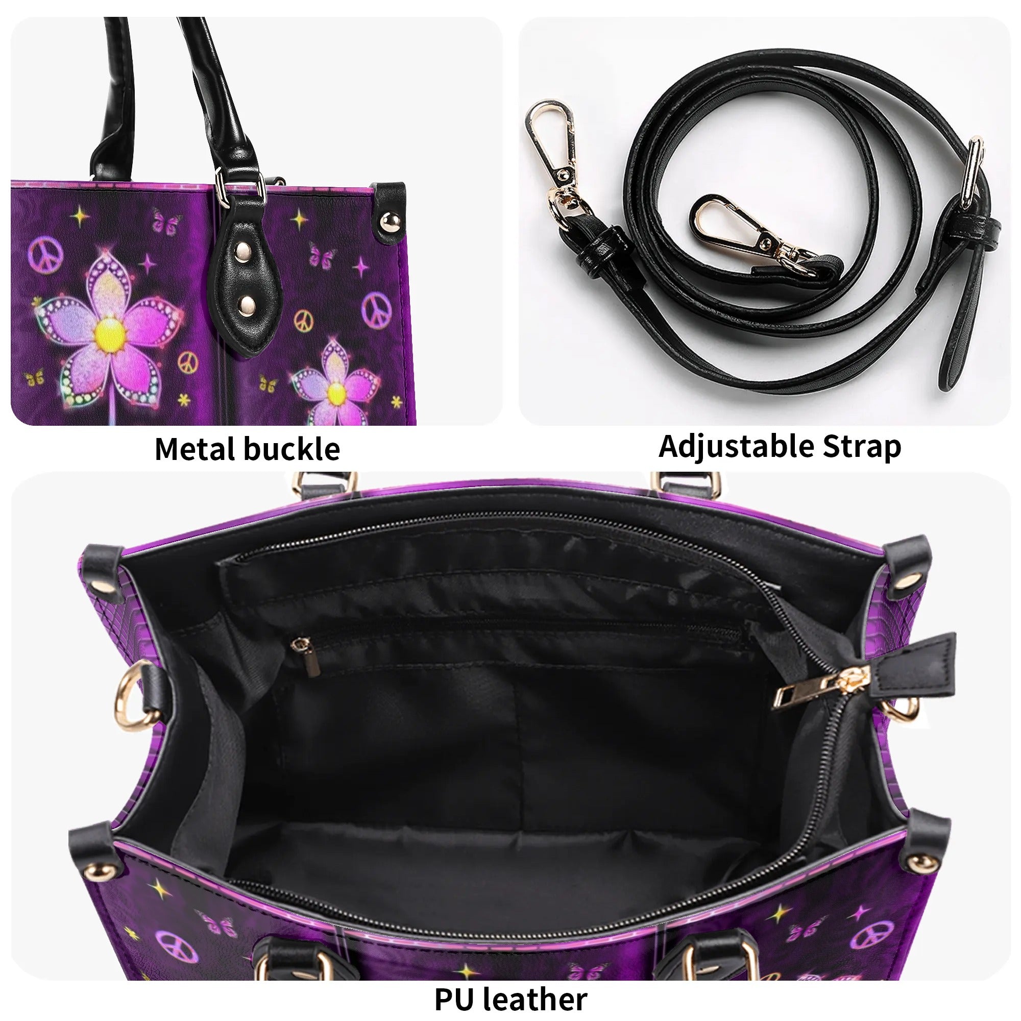 GLOWING FLOWER HIPPIE LEATHER HANDBAG - YHHG3107244