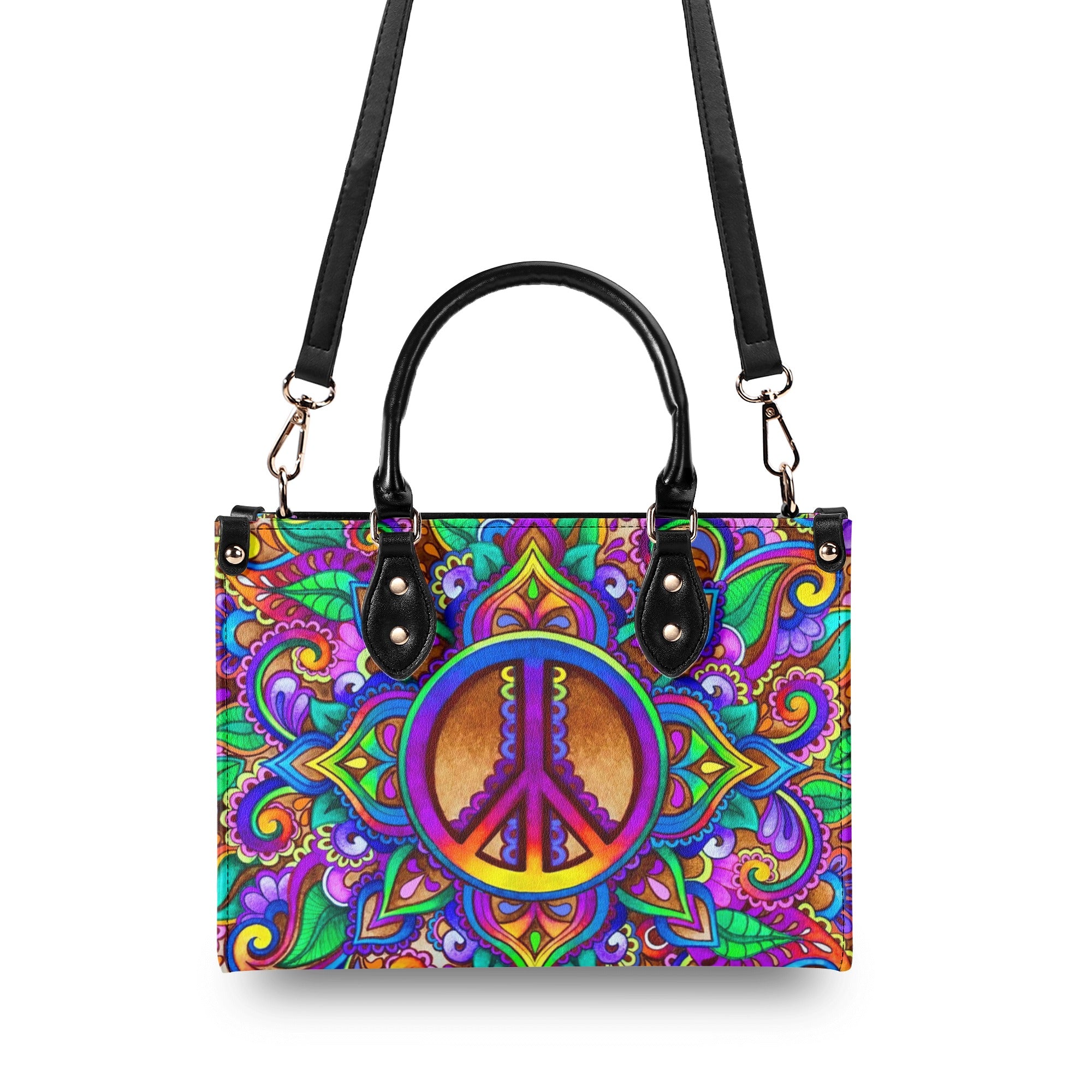 COLORFUL PEACE HIPPIE LEATHER HANDBAG - YHLT0912245