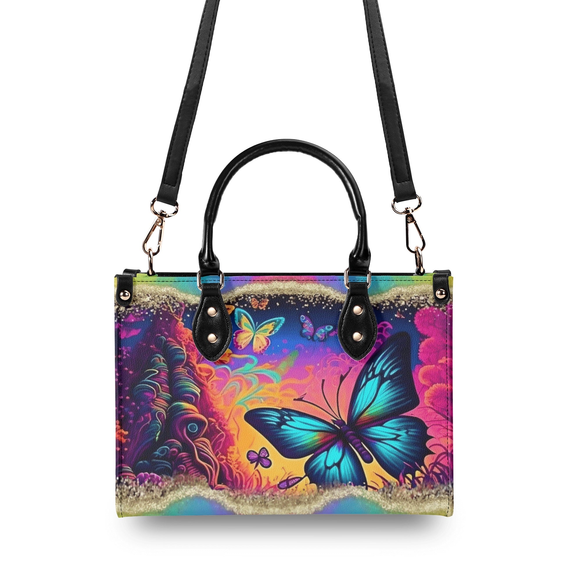 PEACEFUL NATURE BUTTERFLY LEATHER HANDBAG - YHLT1112244