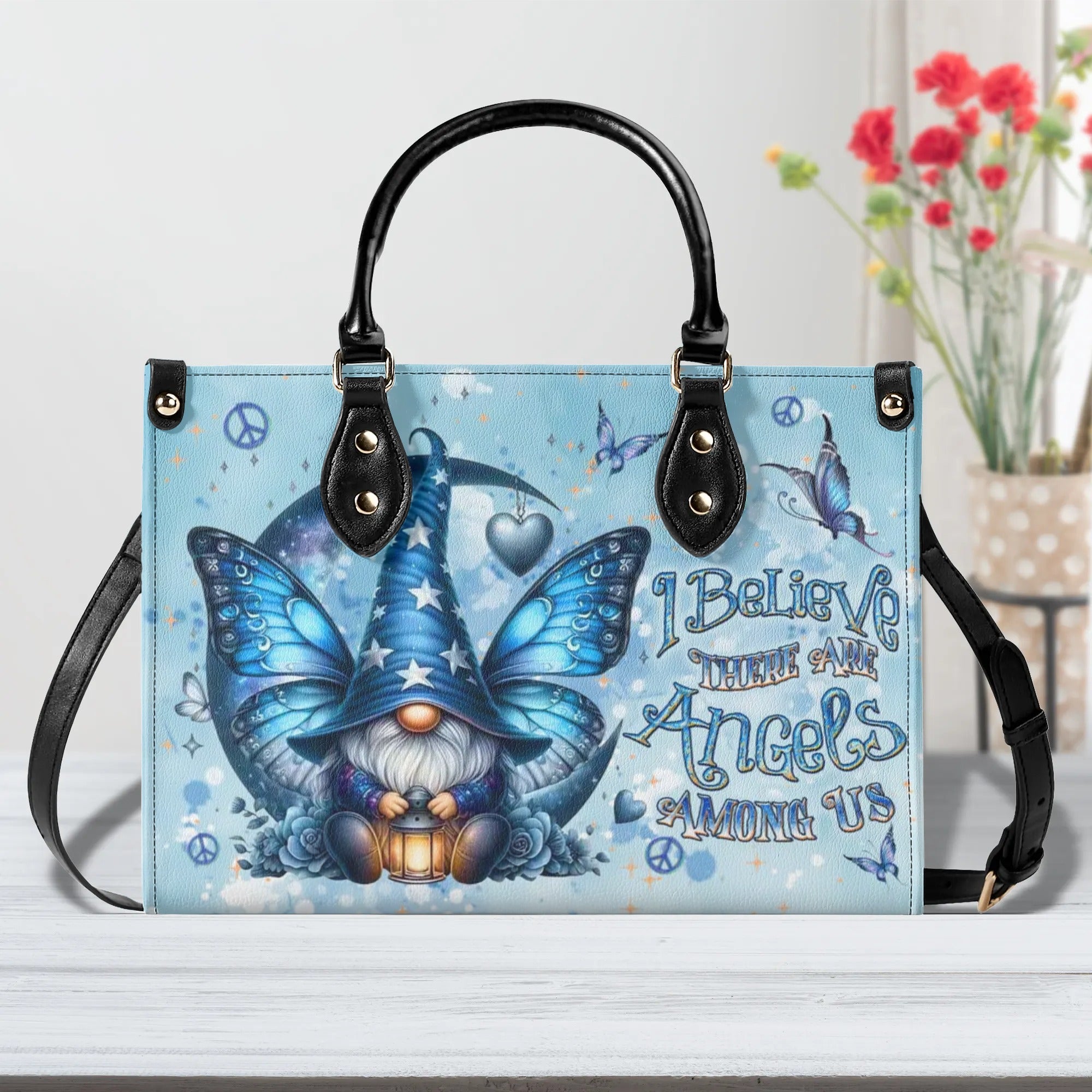 I BELIEVE THERE ARE ANGELS AMONG US LEATHER HANDBAG - YHDU1709244