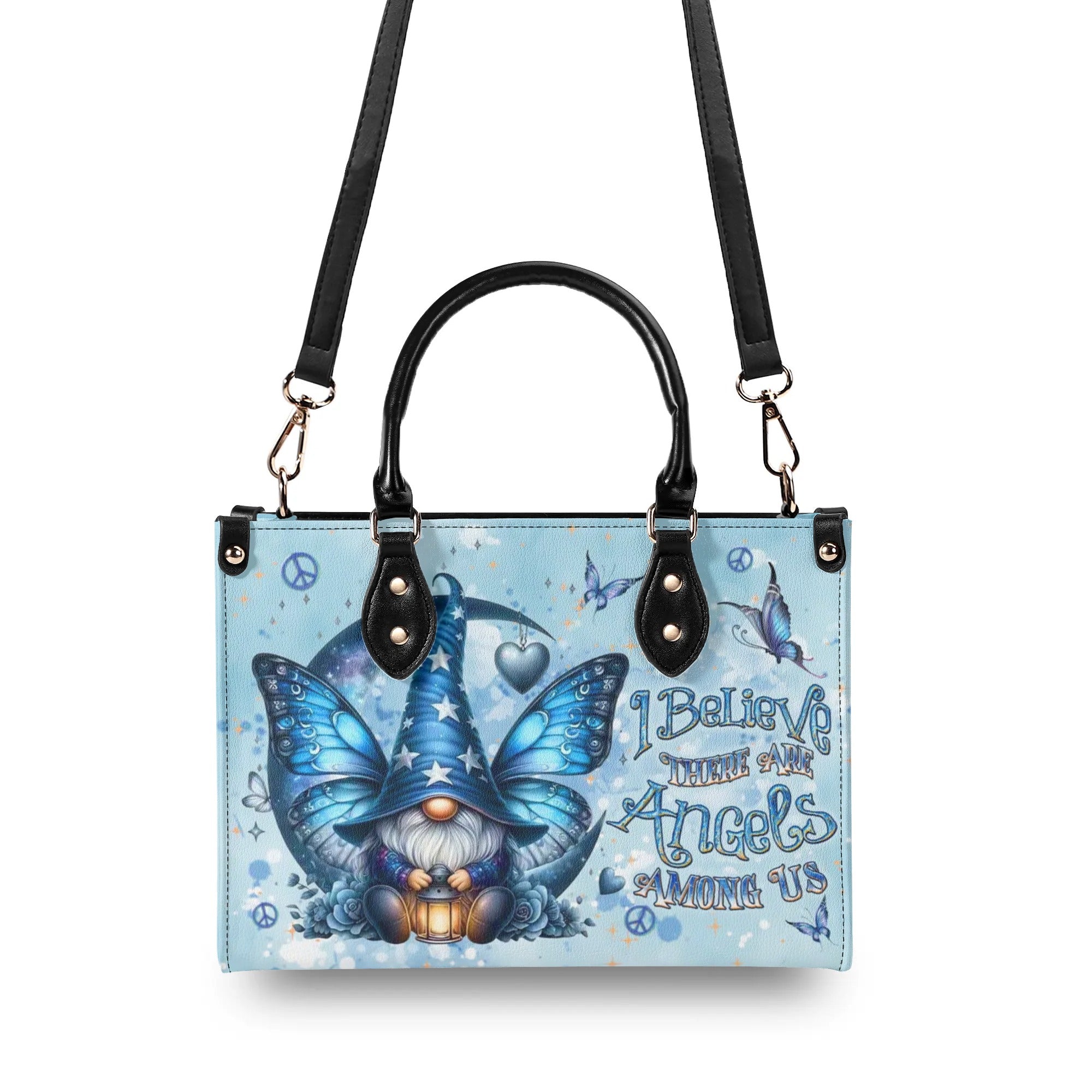 I BELIEVE THERE ARE ANGELS AMONG US LEATHER HANDBAG - YHDU1709244