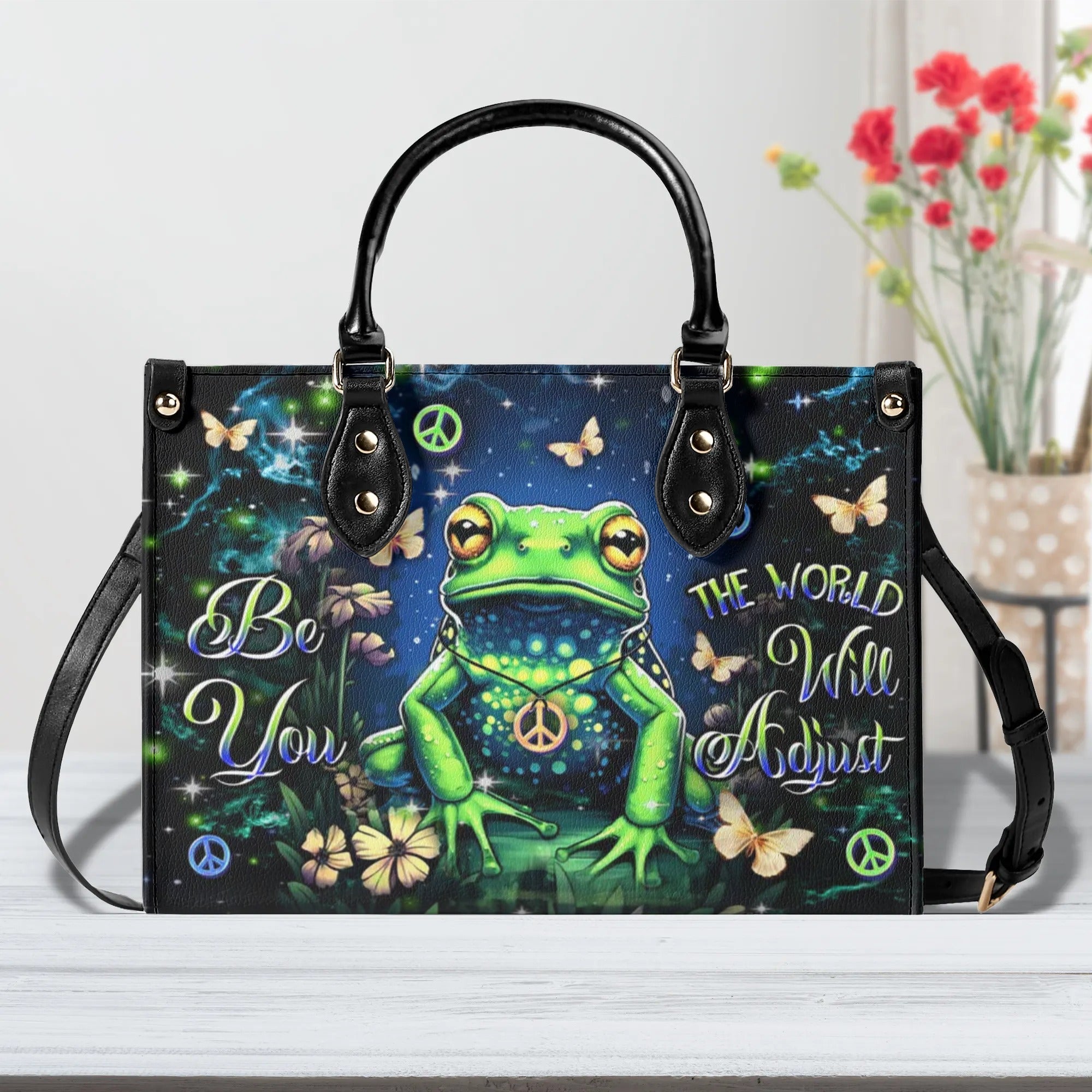 BE YOU THE WORLD WILL ADJUST FROG LEATHER HANDBAG - YHDU2507243