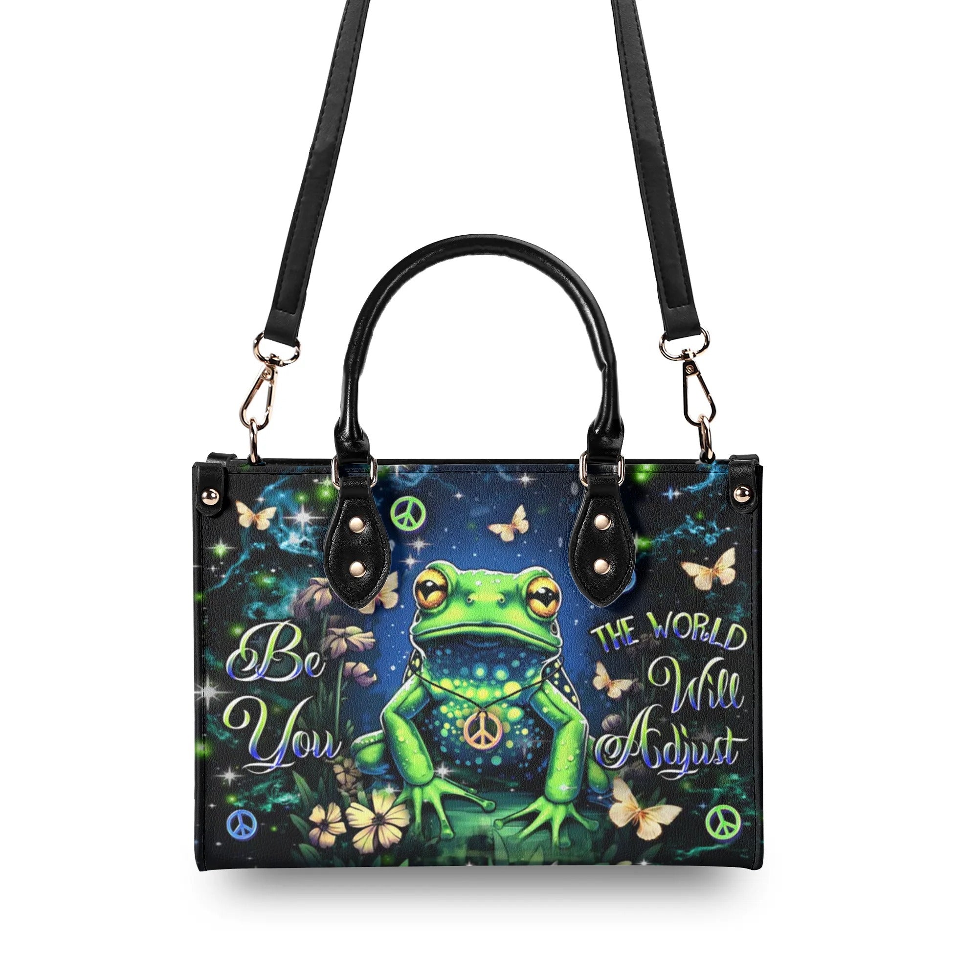 BE YOU THE WORLD WILL ADJUST FROG LEATHER HANDBAG - YHDU2507243