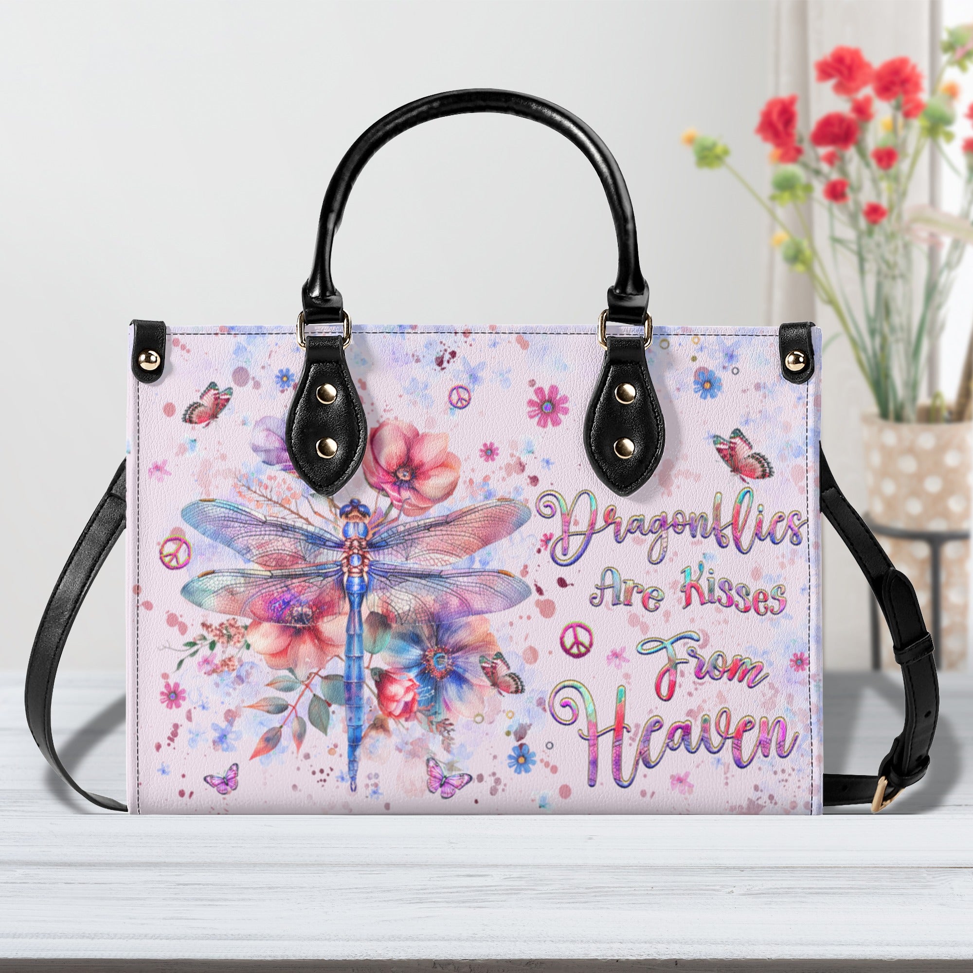 DRAGONFLIES ARE KISSES FROM HEAVEN LEATHER HANDBAG - YHHG2810244