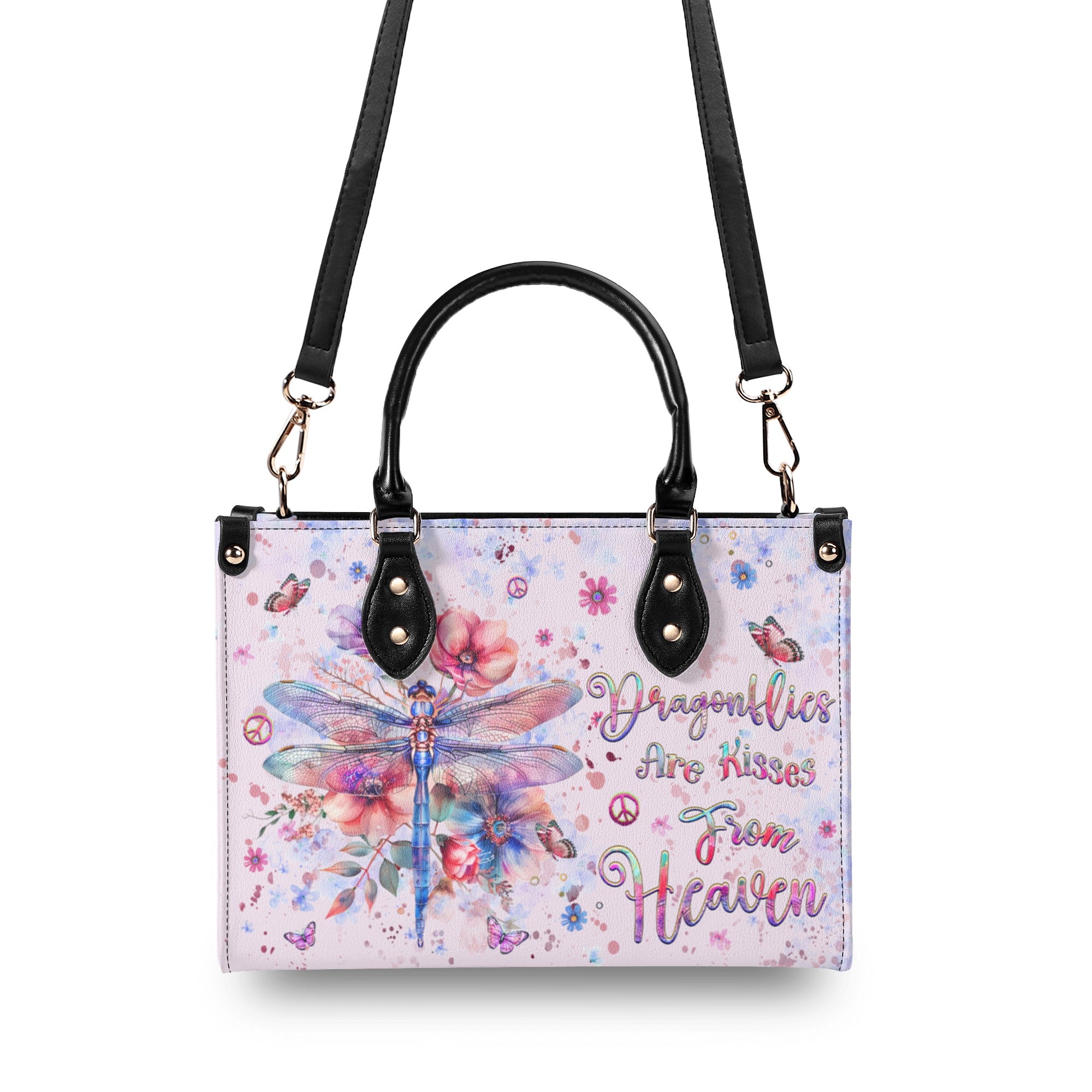 DRAGONFLIES ARE KISSES FROM HEAVEN LEATHER HANDBAG - YHHG2810244