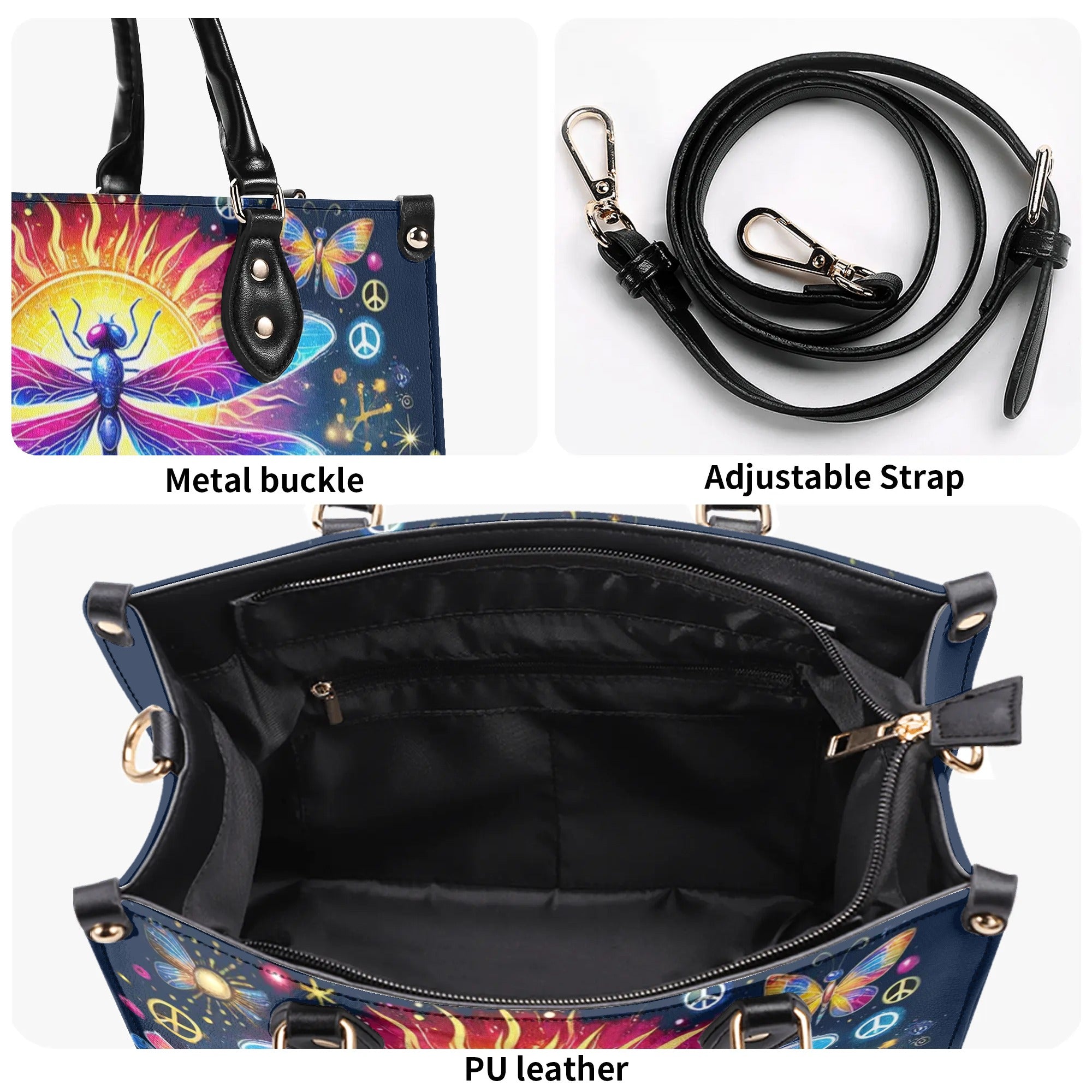 THE MOON SEES YOUR SOUL DRAGONFLY LEATHER HANDBAG - TYTD0507243