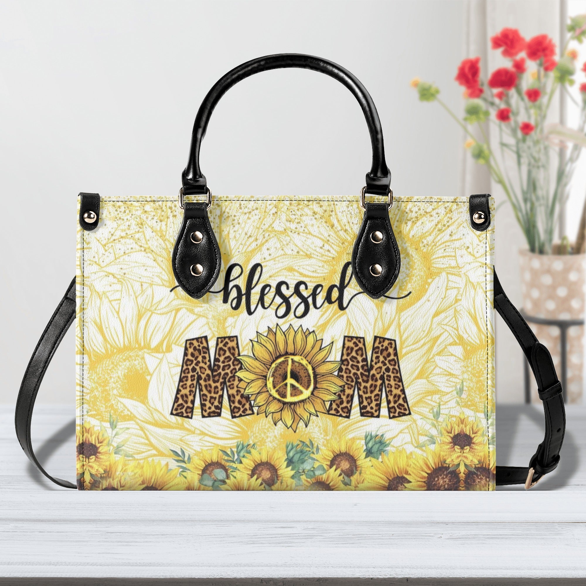 BLESSED MOM SUNFLOWER LEATHER HANDBAG - YHHG1812244