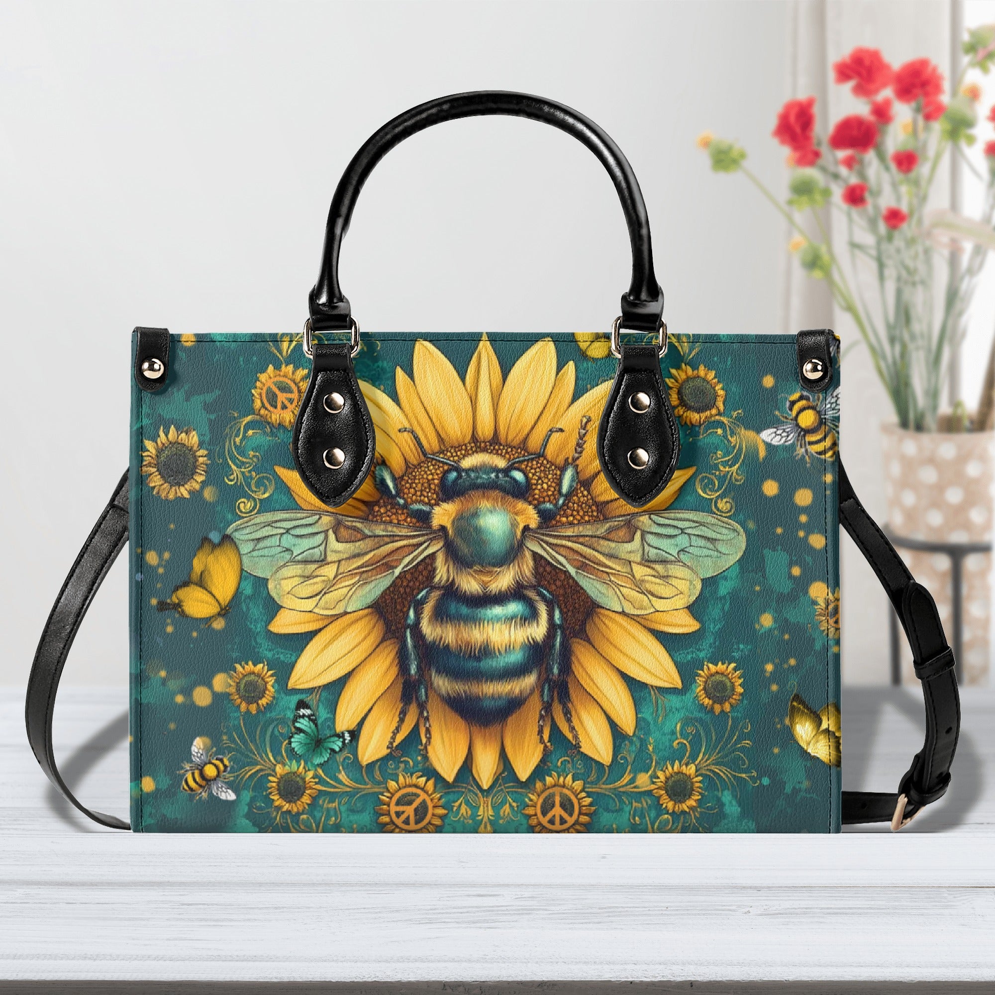 BEE SUNFLOWER LEATHER HANDBAG - YHHN1103254