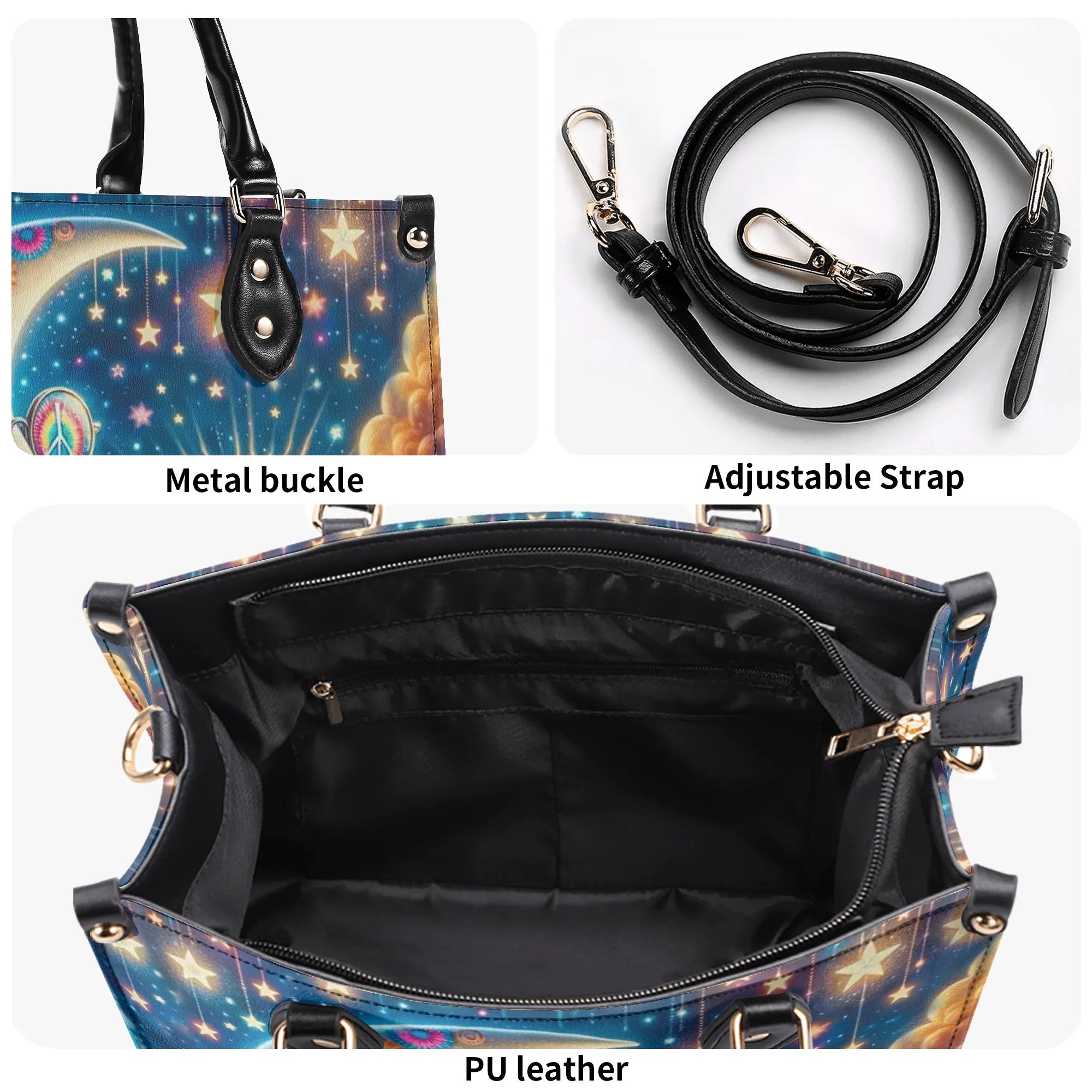 HIPPIE MOON STARS LEATHER HANDBAG - YHDU0909244