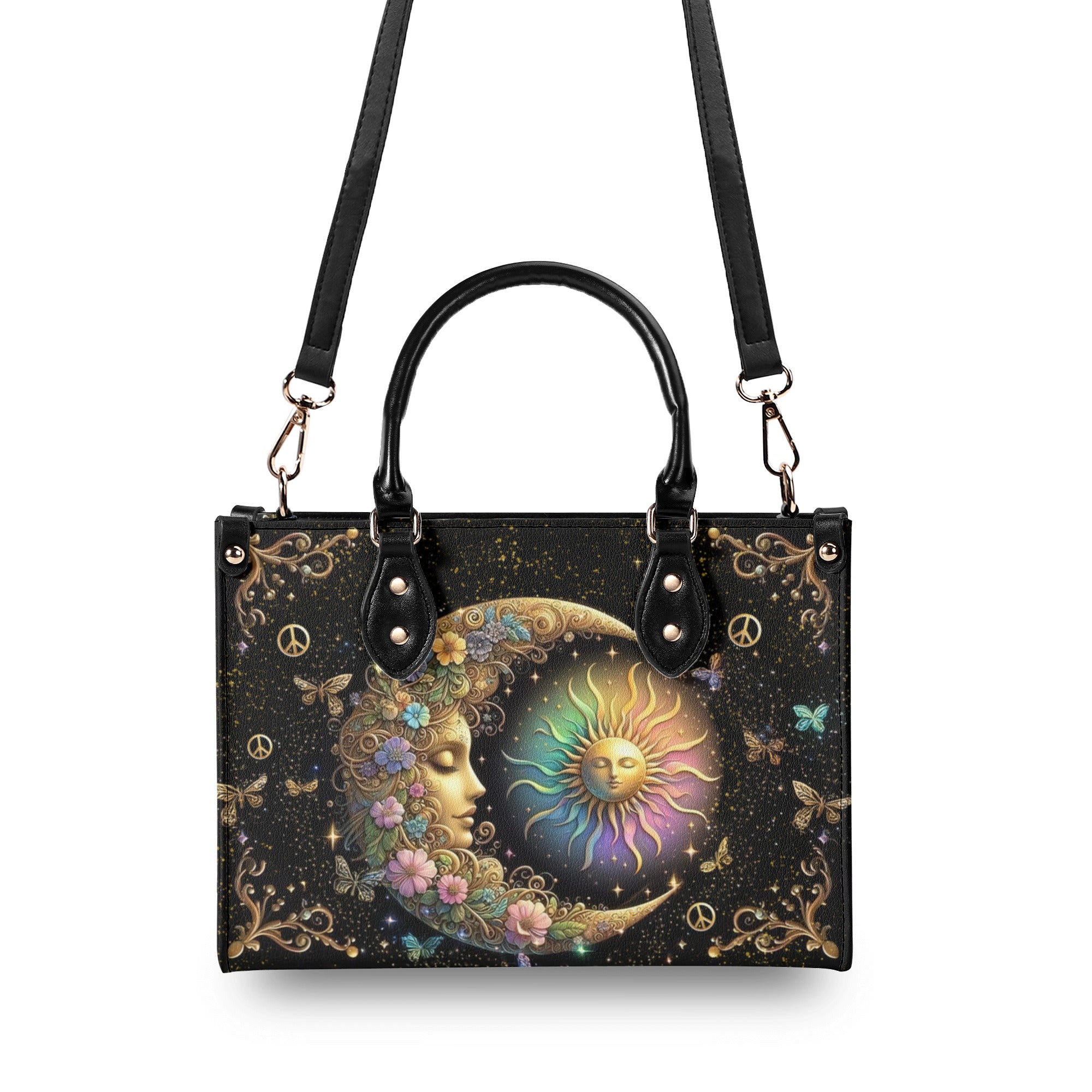 HIPPIE SUN AND MOON LEATHER HANDBAG - TLNZ2610245