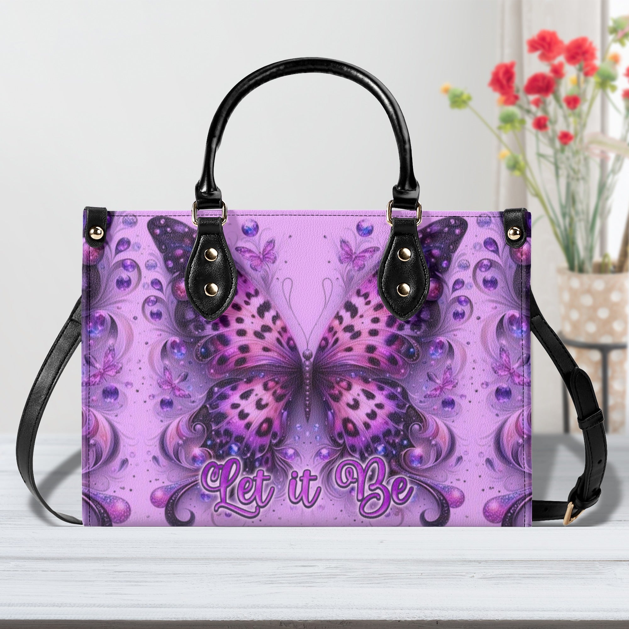 LET IT BE  LEOPARD BUTTERFLY LEATHER HANDBAG - TLNZ1911245