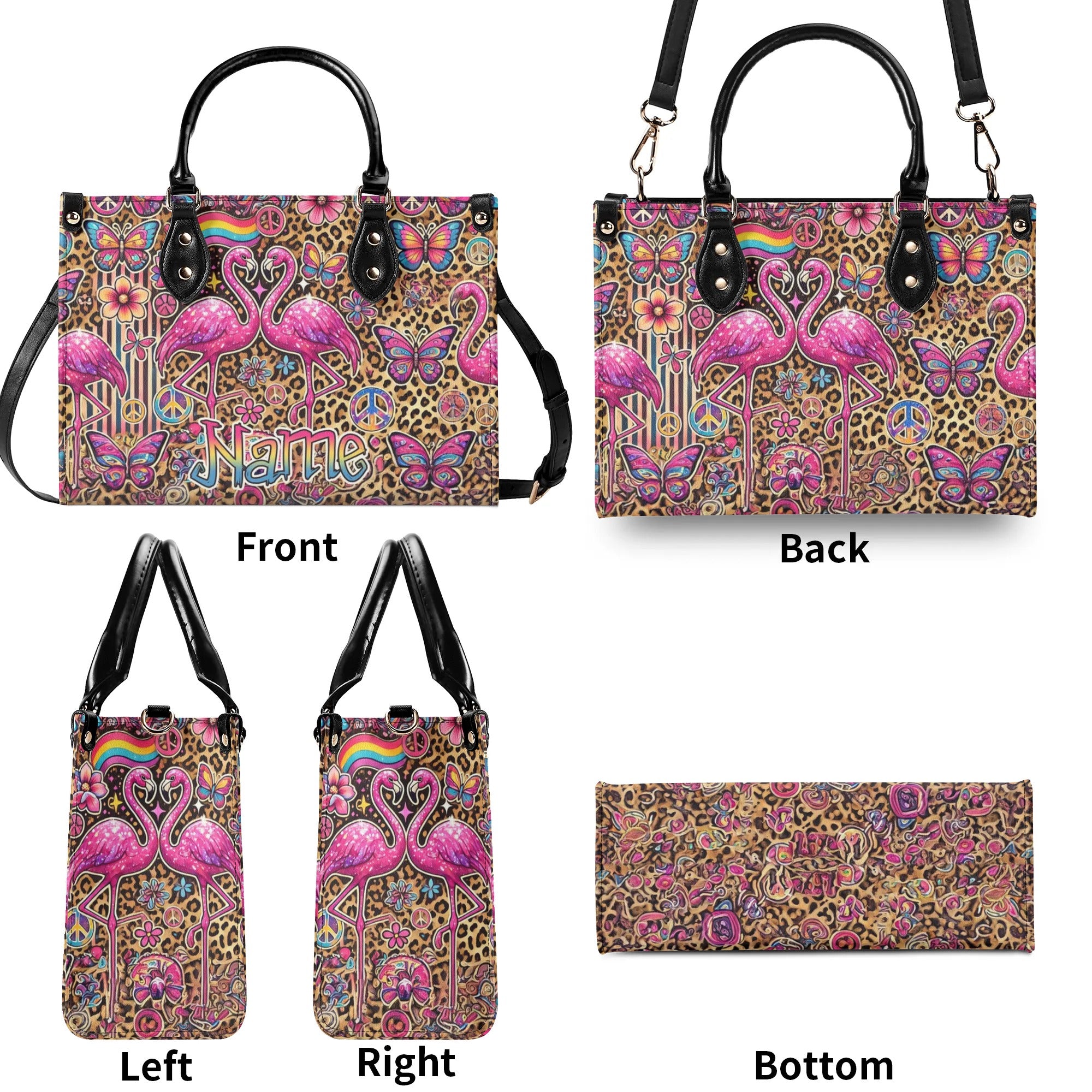 FLAMINGO HIPPIE LEOPARD PATTERN LEATHER HANDBAG - TLNZ2407244