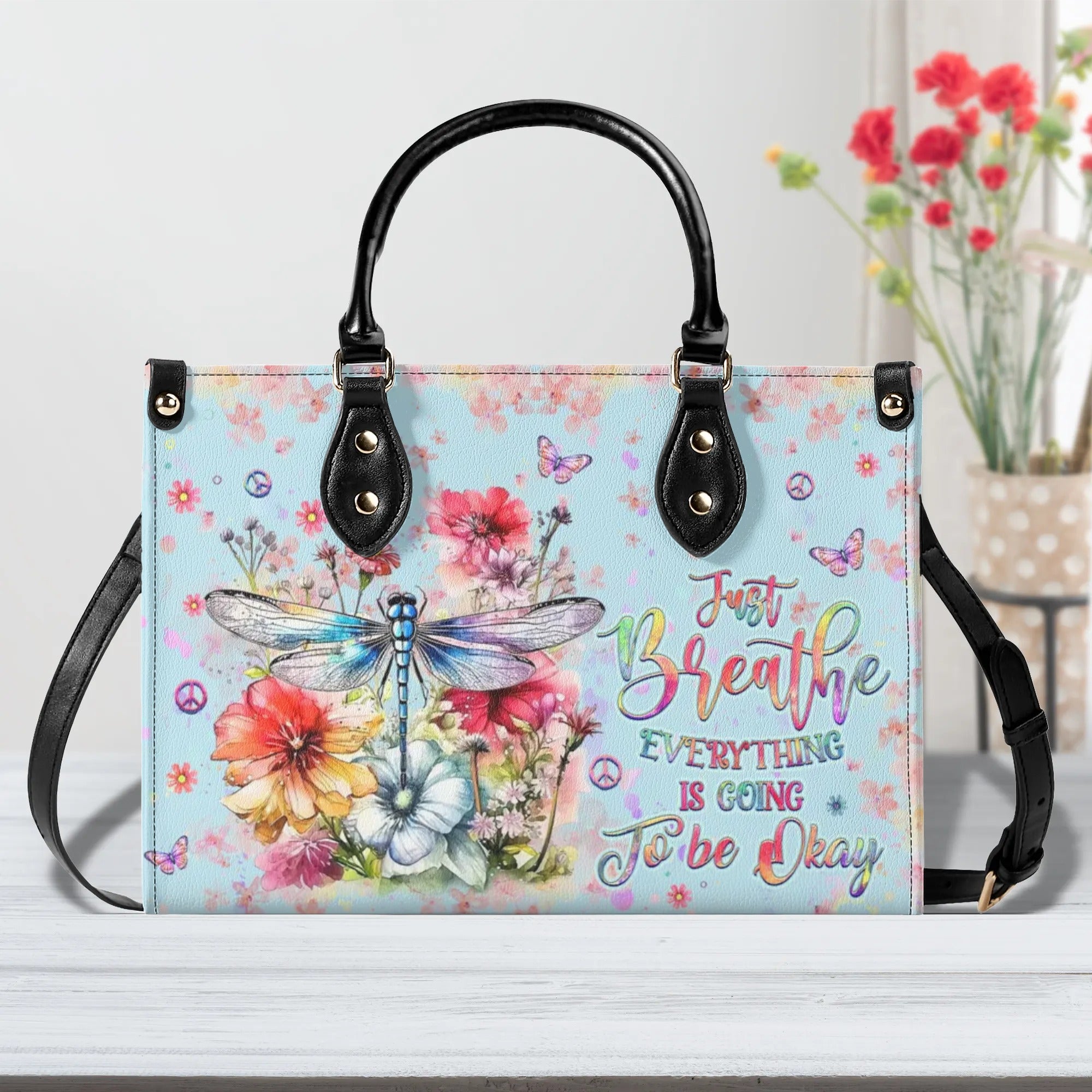 JUST BREATHE DRAGONFLY LEATHER HANDBAG - YHHG3008244