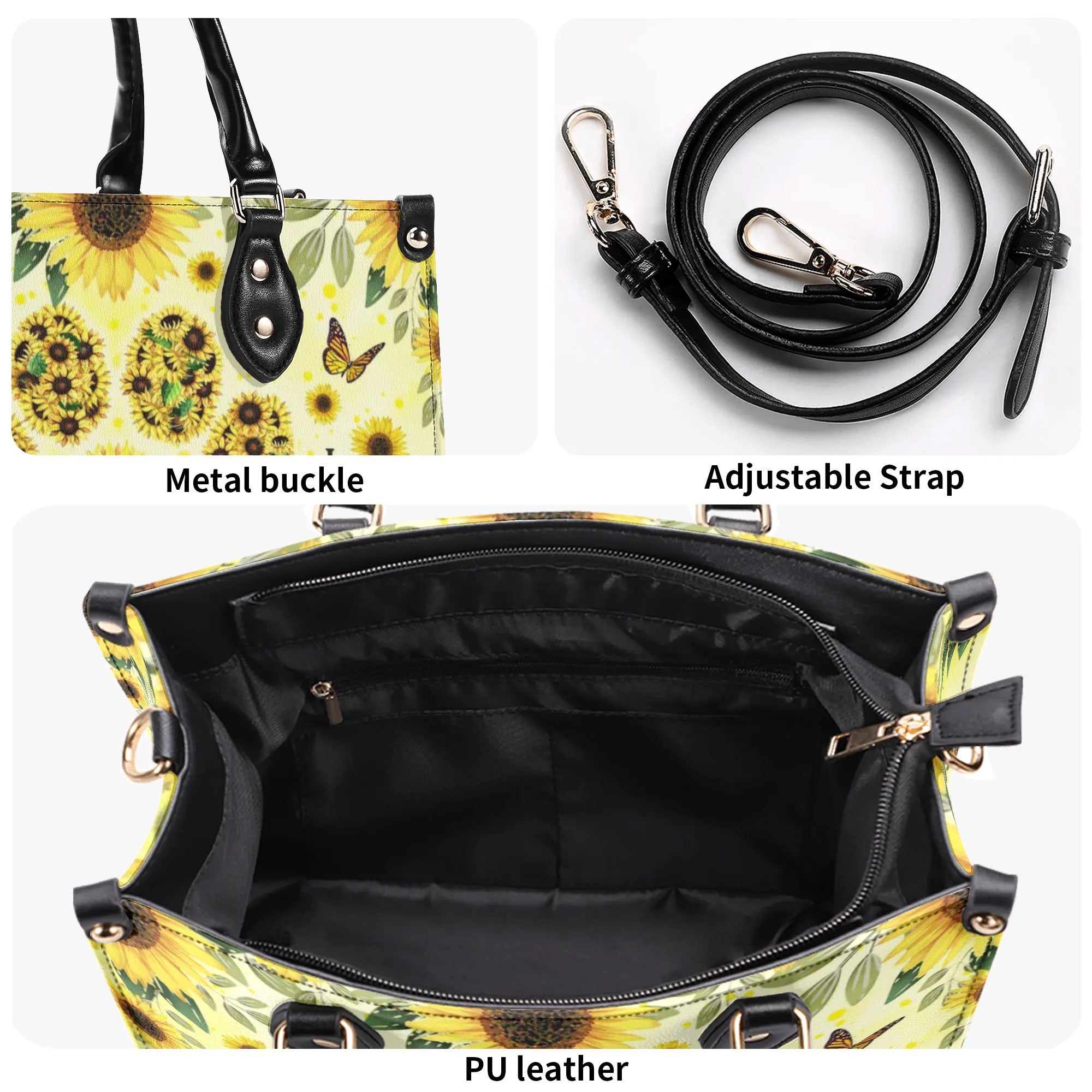 THE ROAD TO MY HEART DOG PAW SUNFLOWER LEATHER HANDBAG - TLNO0407241