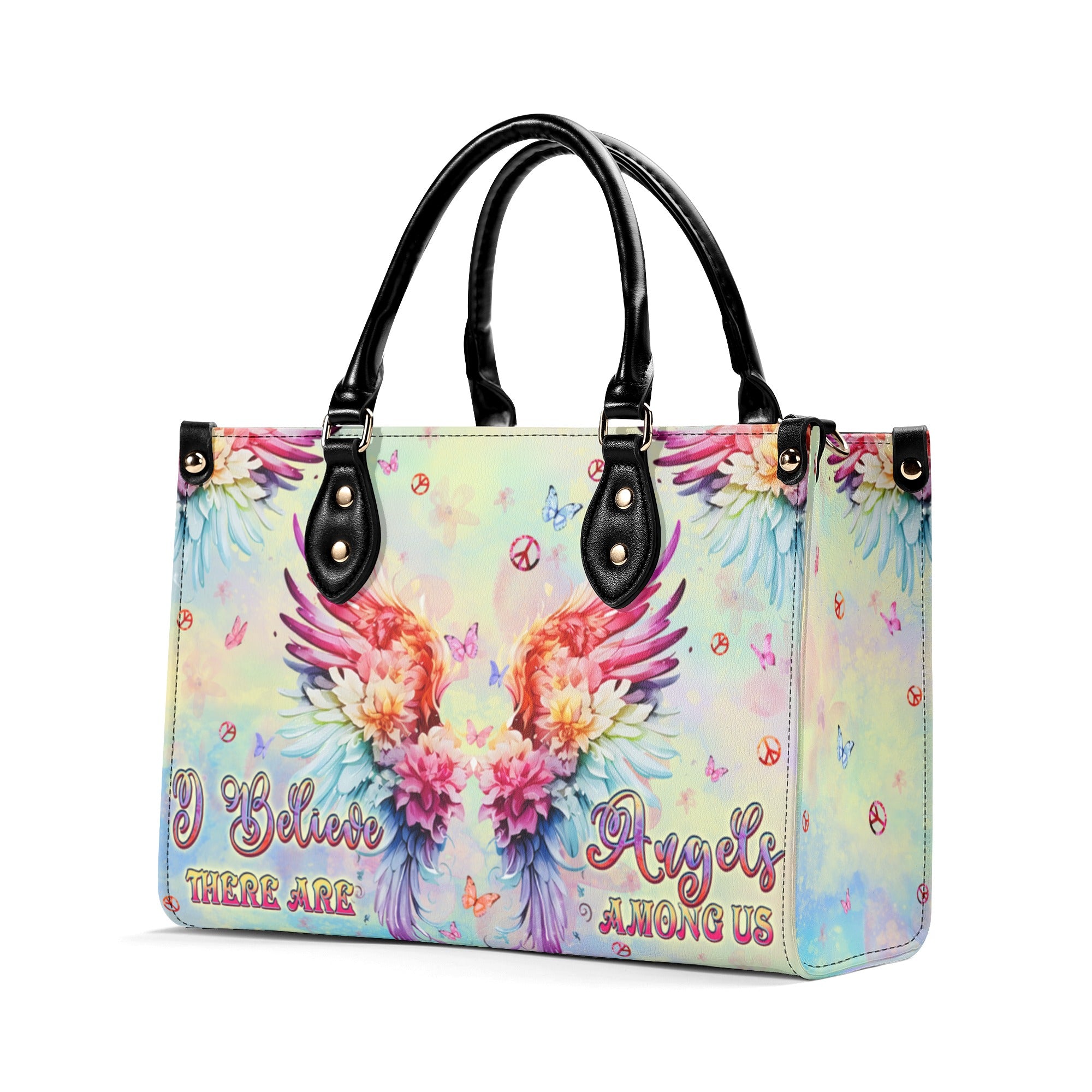 I BELIEVE THERE ARE ANGELS AMONG US WINGS LEATHER HANDBAG - TLPQ0211244