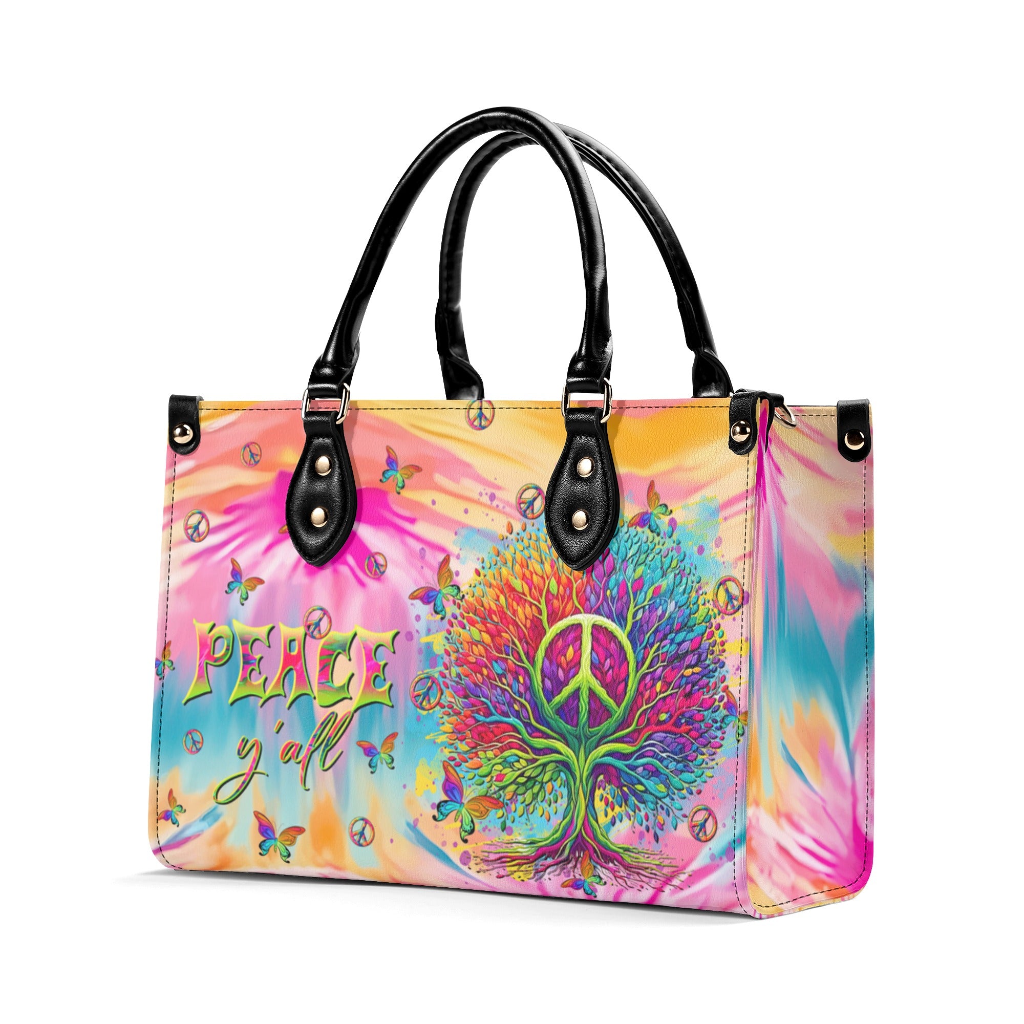 PEACE Y'ALL TREE OF LIFE  LEATHER HANDBAG - TLTR3010243