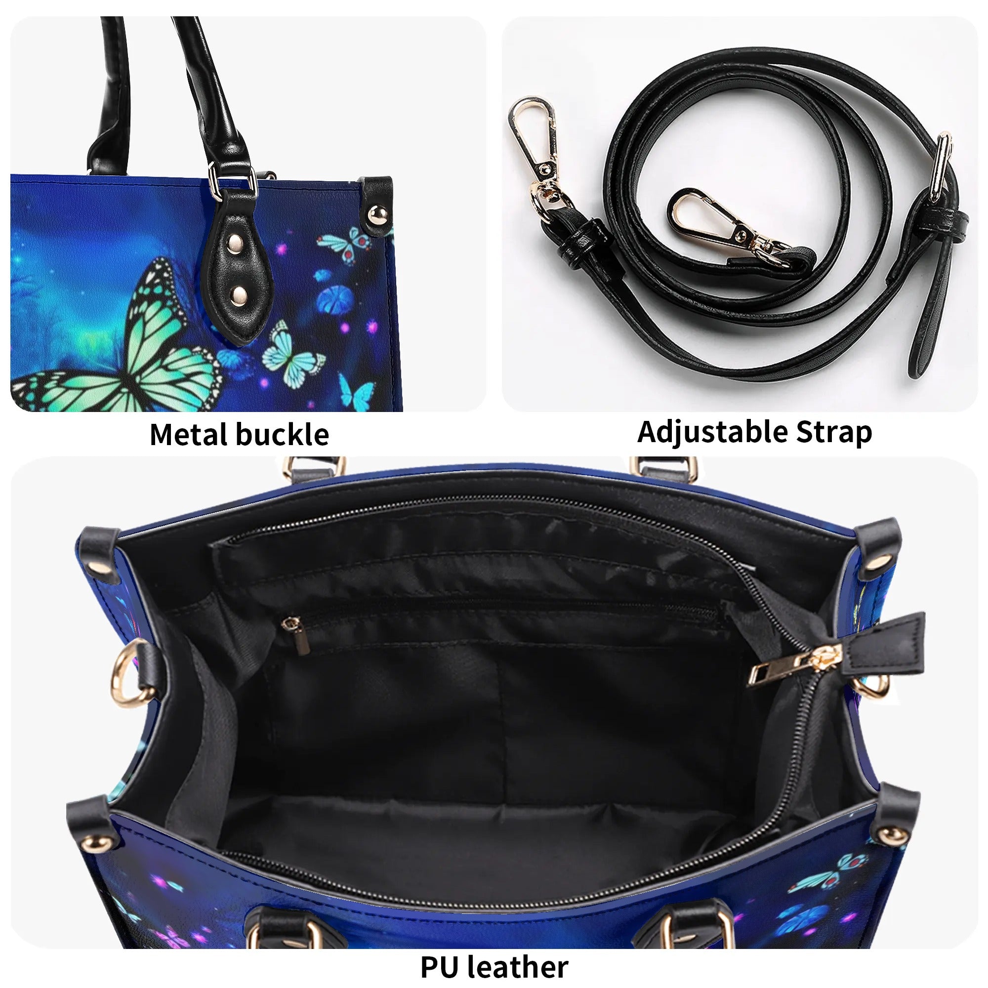 GLOWING BUTTERFLY POND LEATHER HANDBAG - YHHN2708241