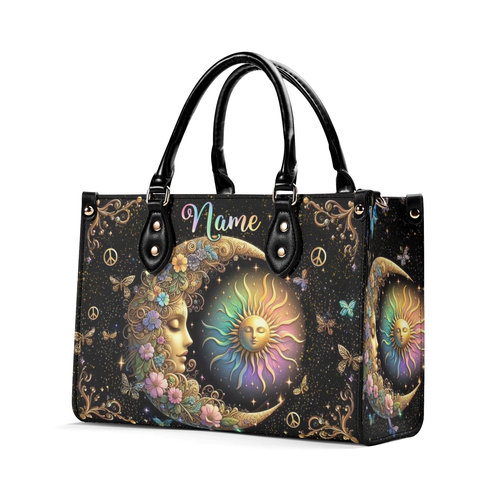 HIPPIE SUN AND MOON LEATHER HANDBAG - TLNZ2610245