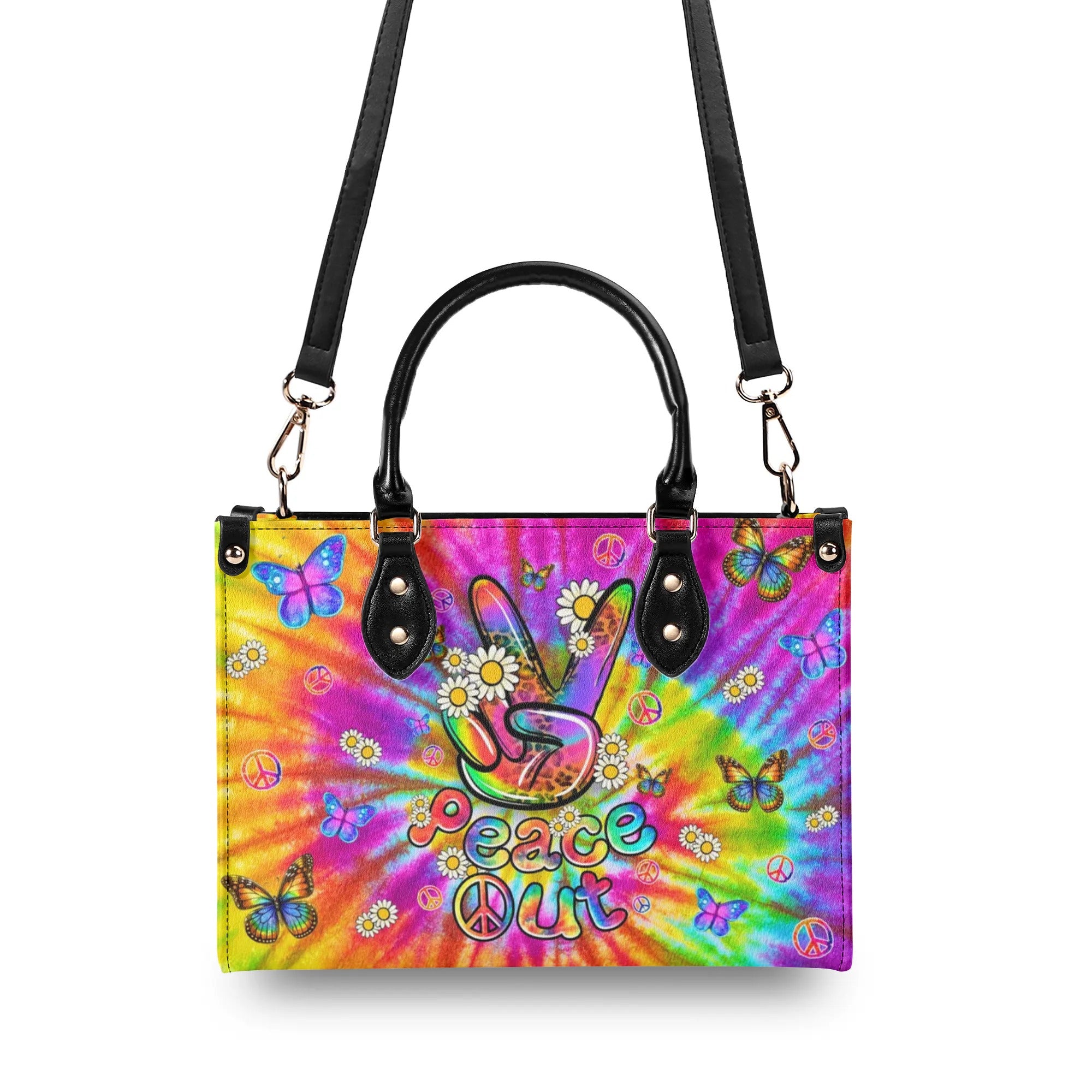 PEACE OUT TIE DYE LEATHER HANDBAG - TLNZ1608244