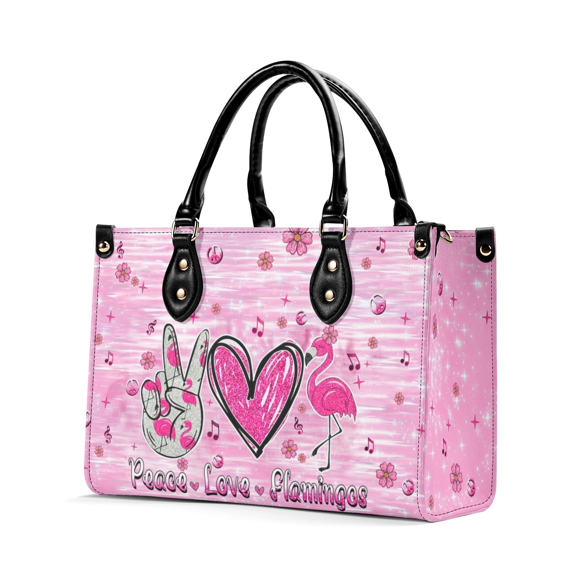 PEACE LOVE FLAMINGOS LEATHER HANDBAG - YHHN3010245