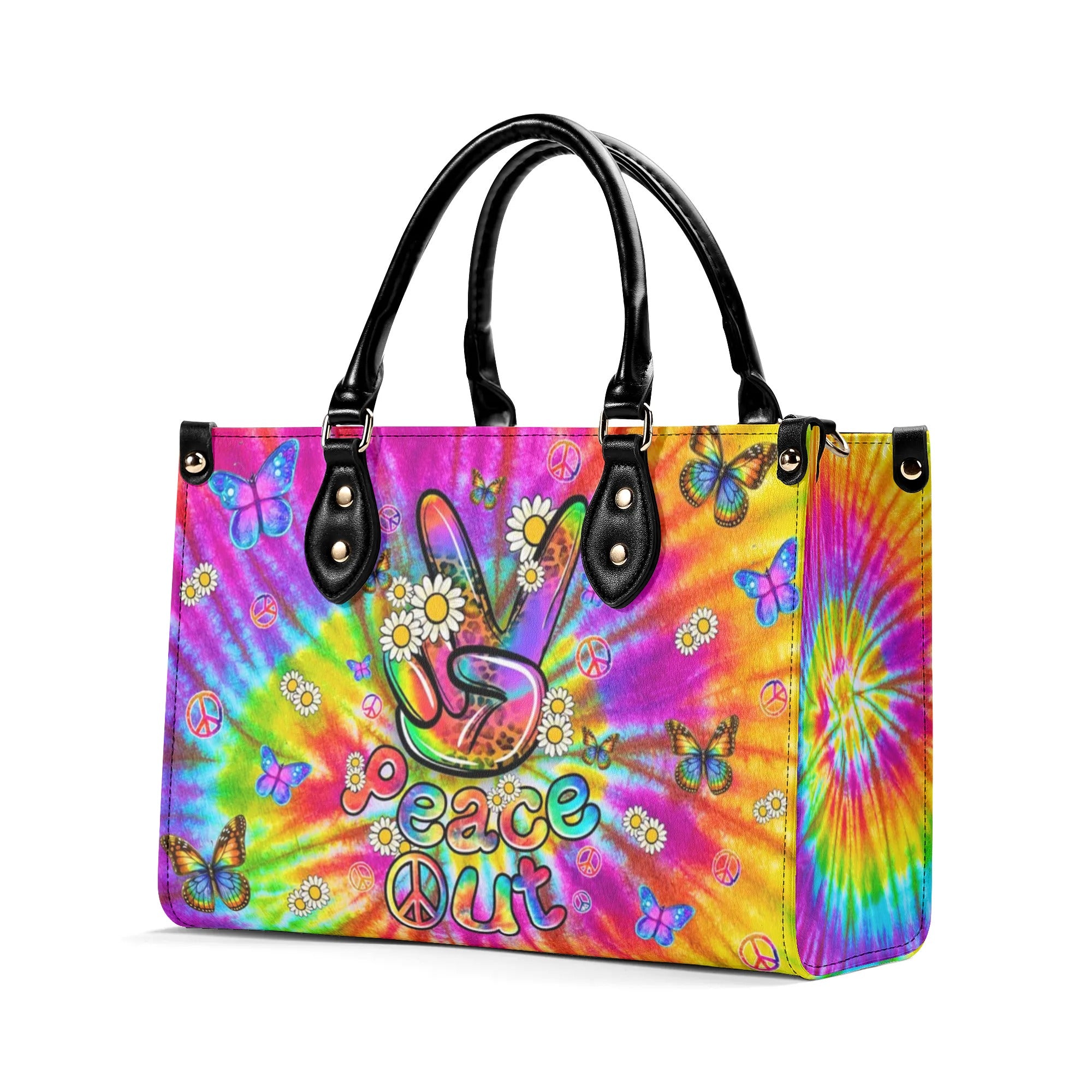 PEACE OUT TIE DYE LEATHER HANDBAG - TLNZ1608244