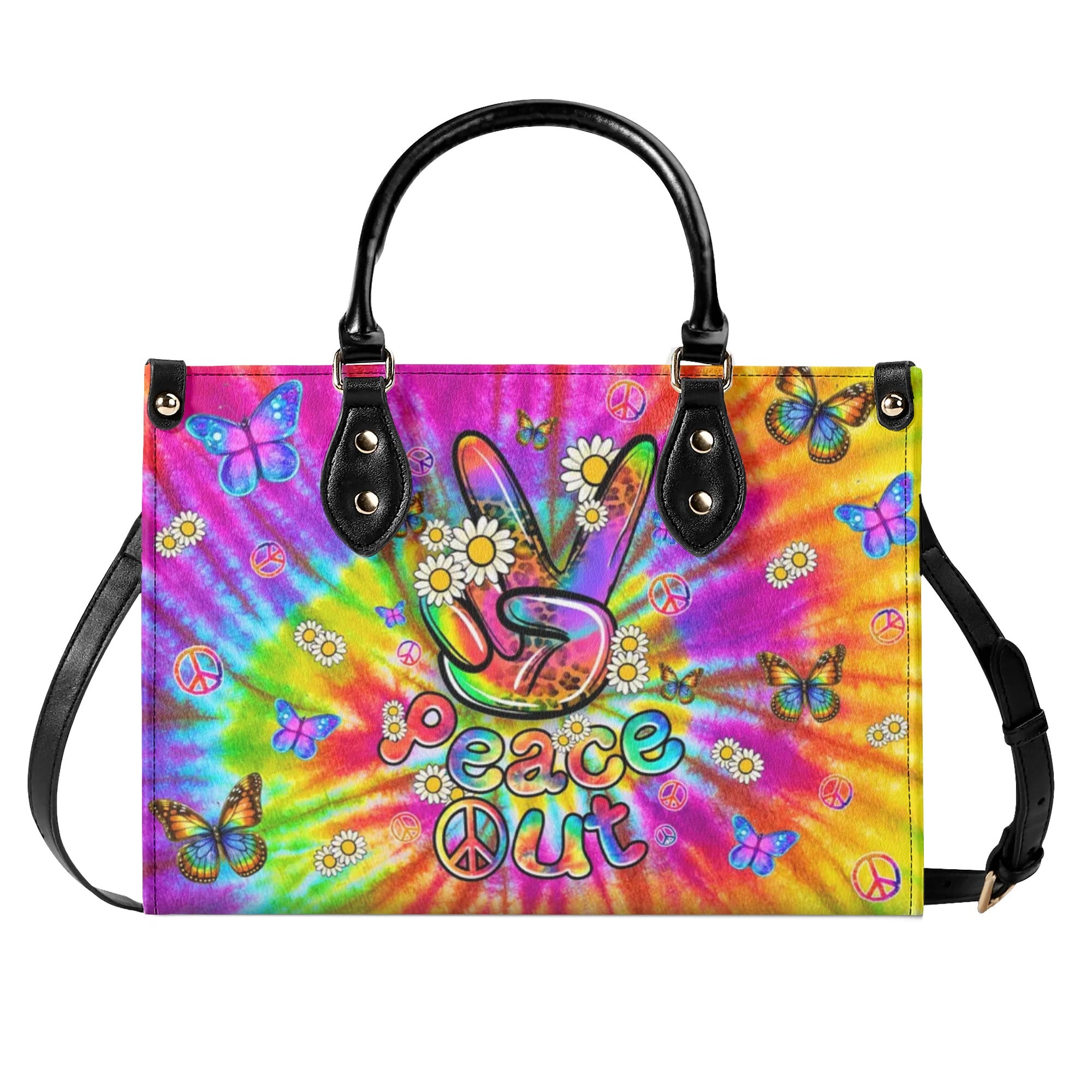 PEACE OUT TIE DYE LEATHER HANDBAG - TLNZ1608244