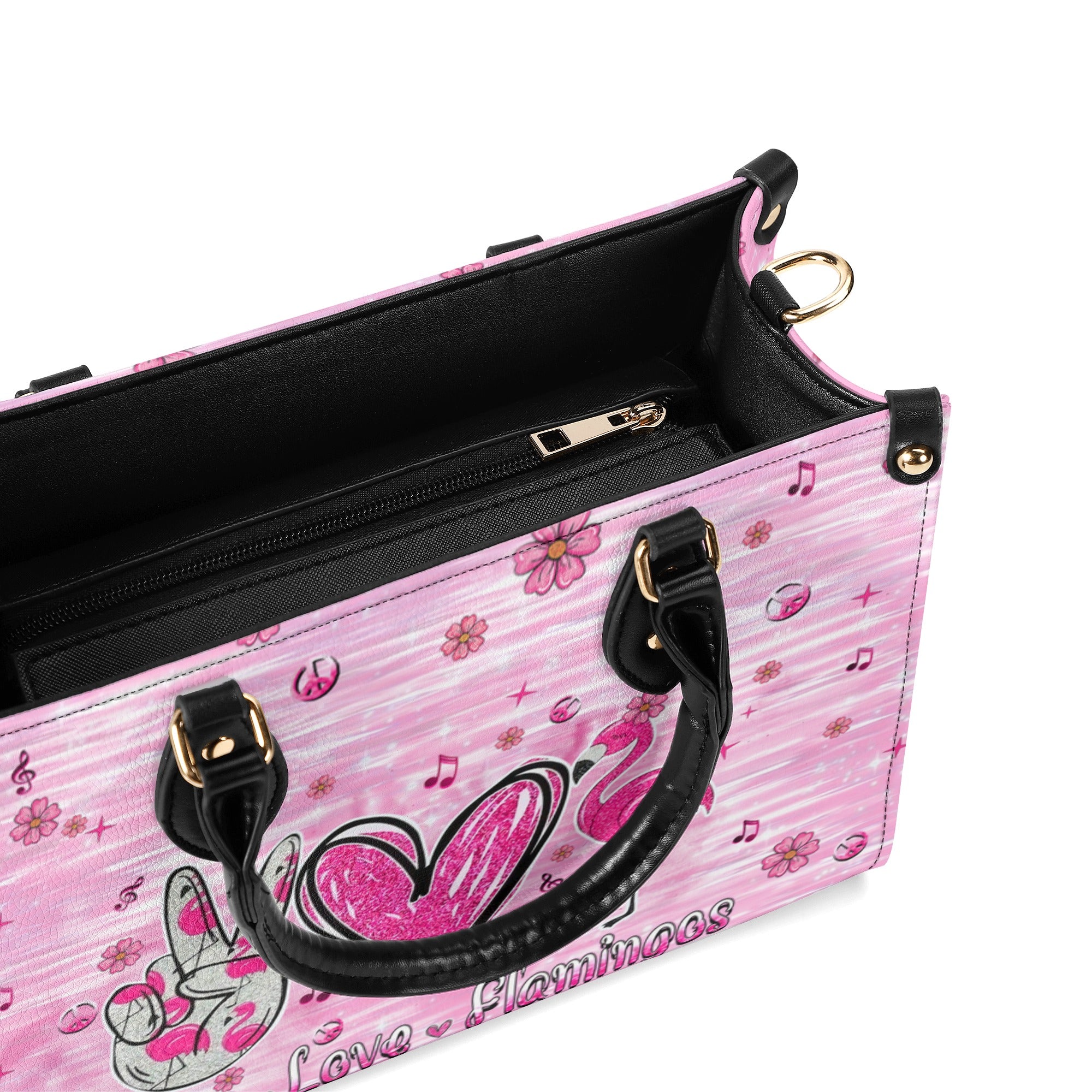 PEACE LOVE FLAMINGOS LEATHER HANDBAG - YHHN3010245