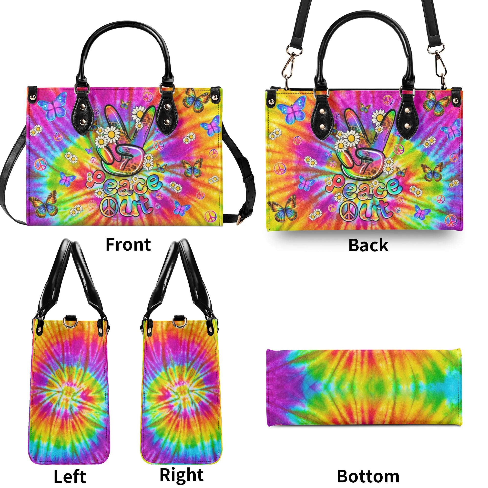 PEACE OUT TIE DYE LEATHER HANDBAG - TLNZ1608244