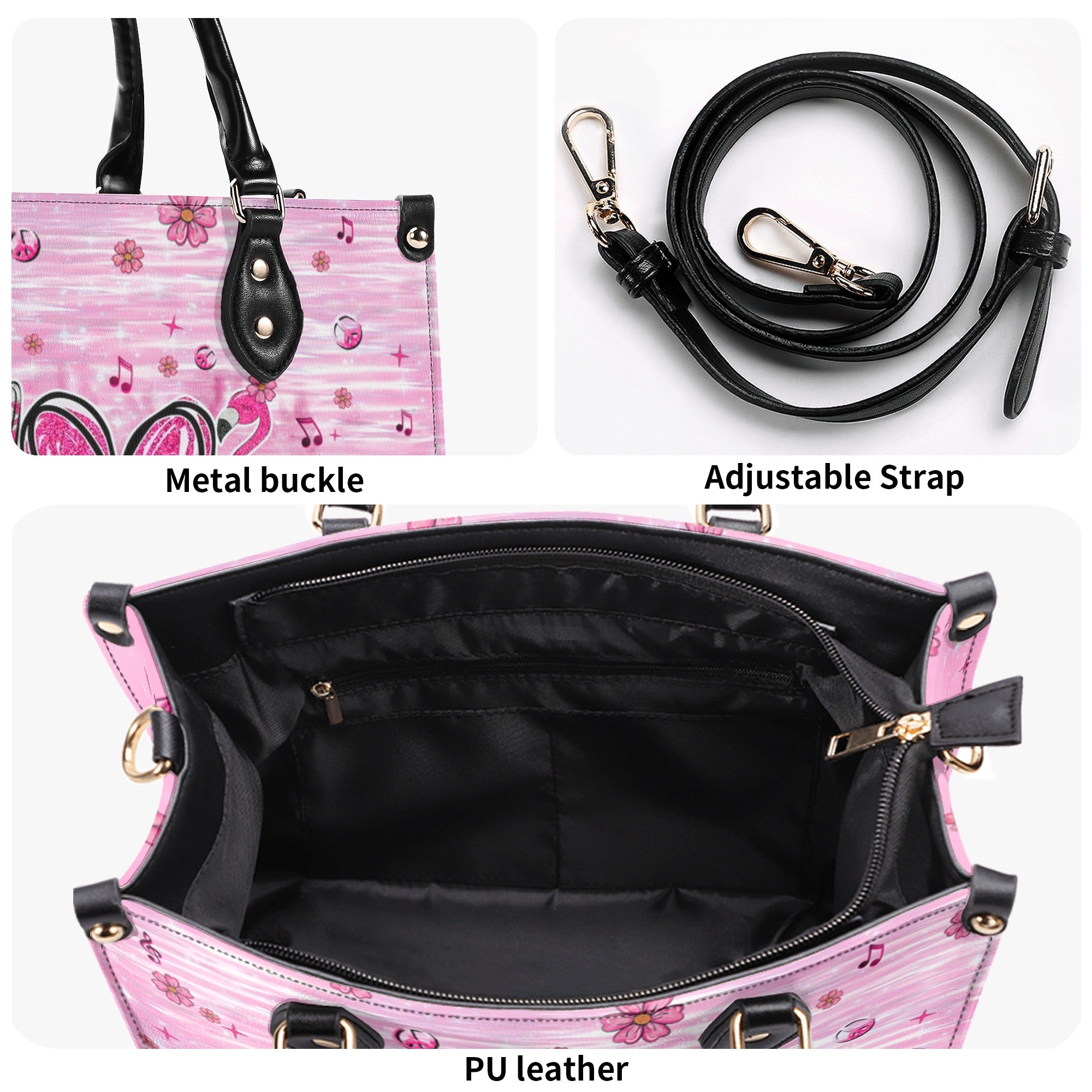 PEACE LOVE FLAMINGOS LEATHER HANDBAG - YHHN3010245