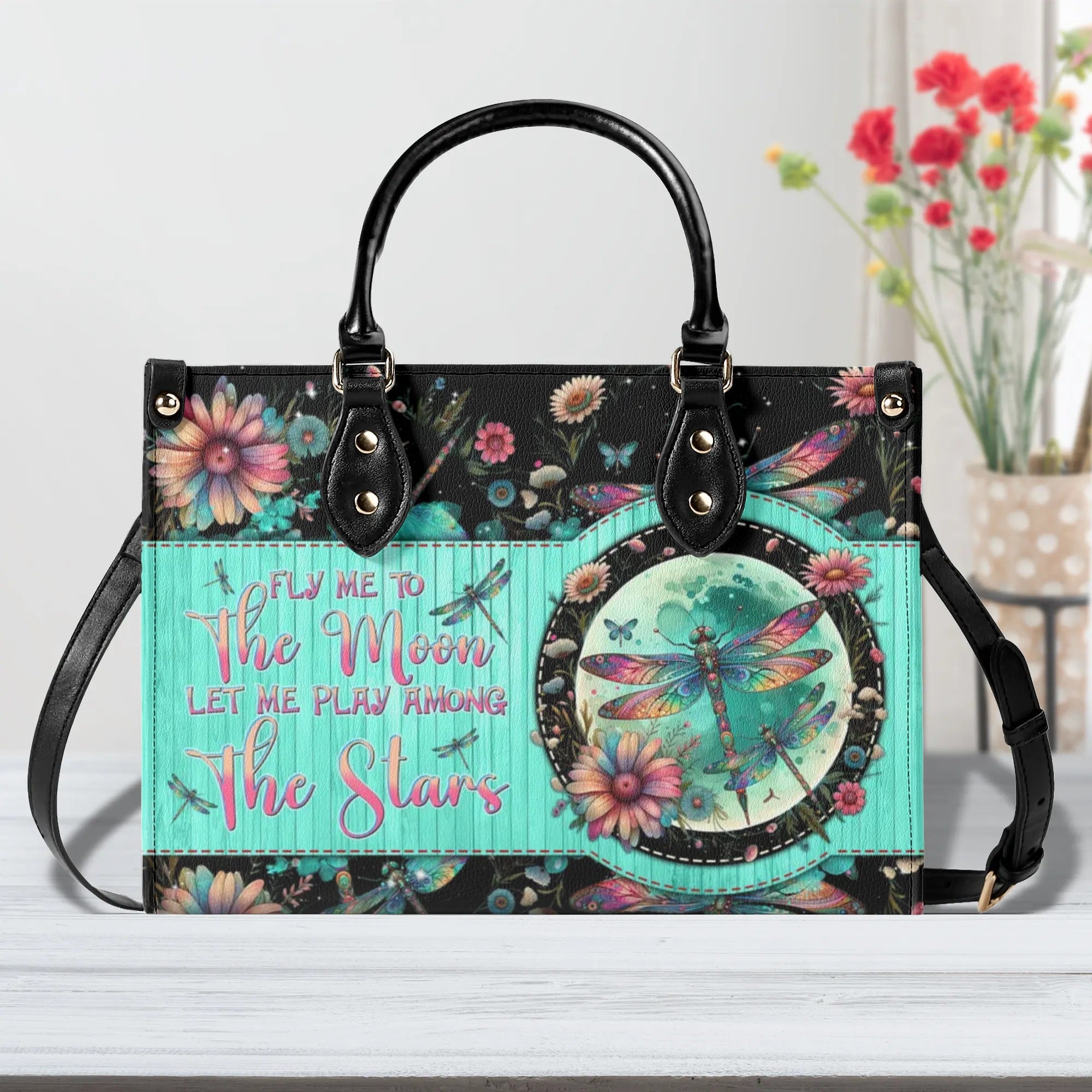 FLY ME TO THE MOON DRAGONFLY LEATHER HANDBAG - TLNT1006243