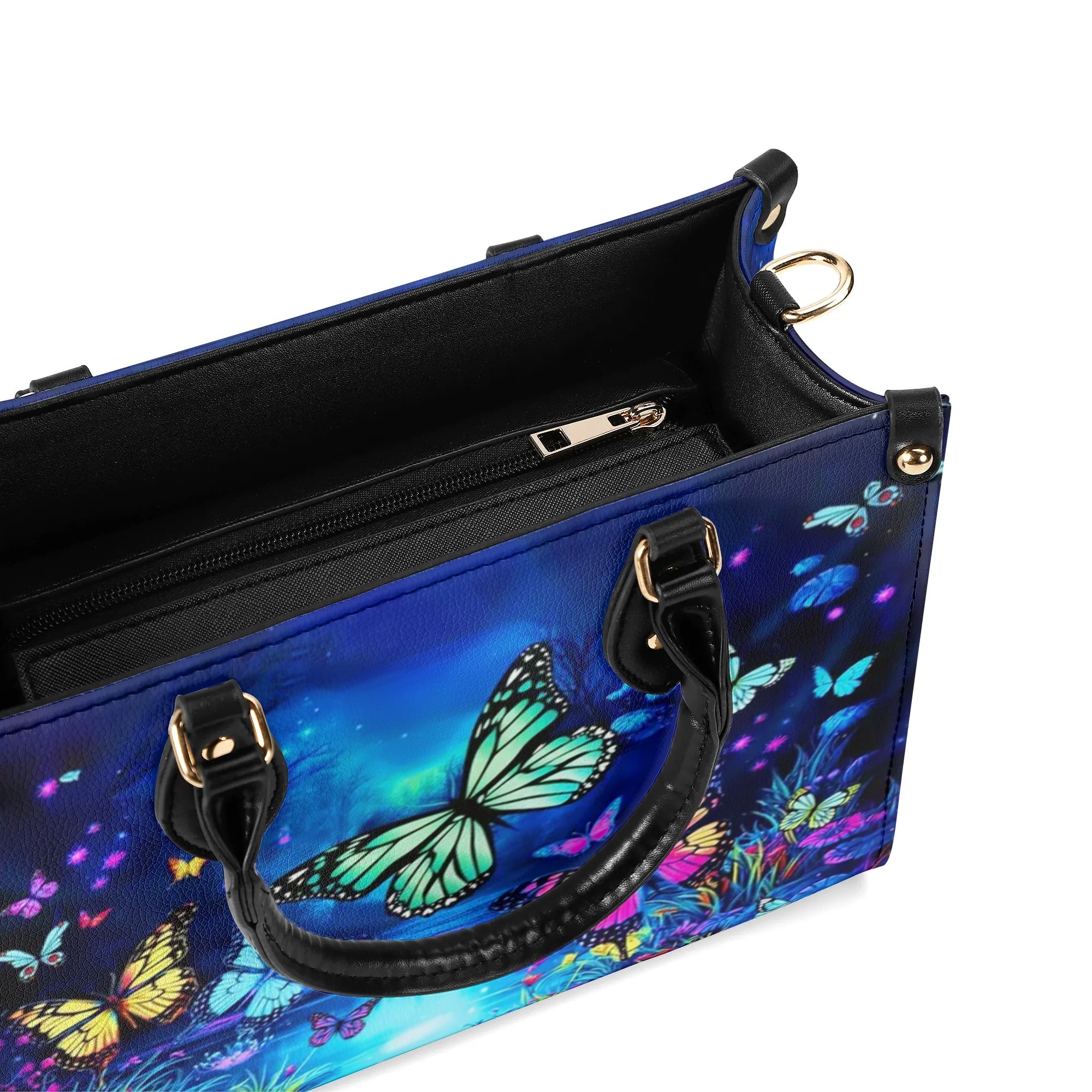 GLOWING BUTTERFLY POND LEATHER HANDBAG - YHHN2708241