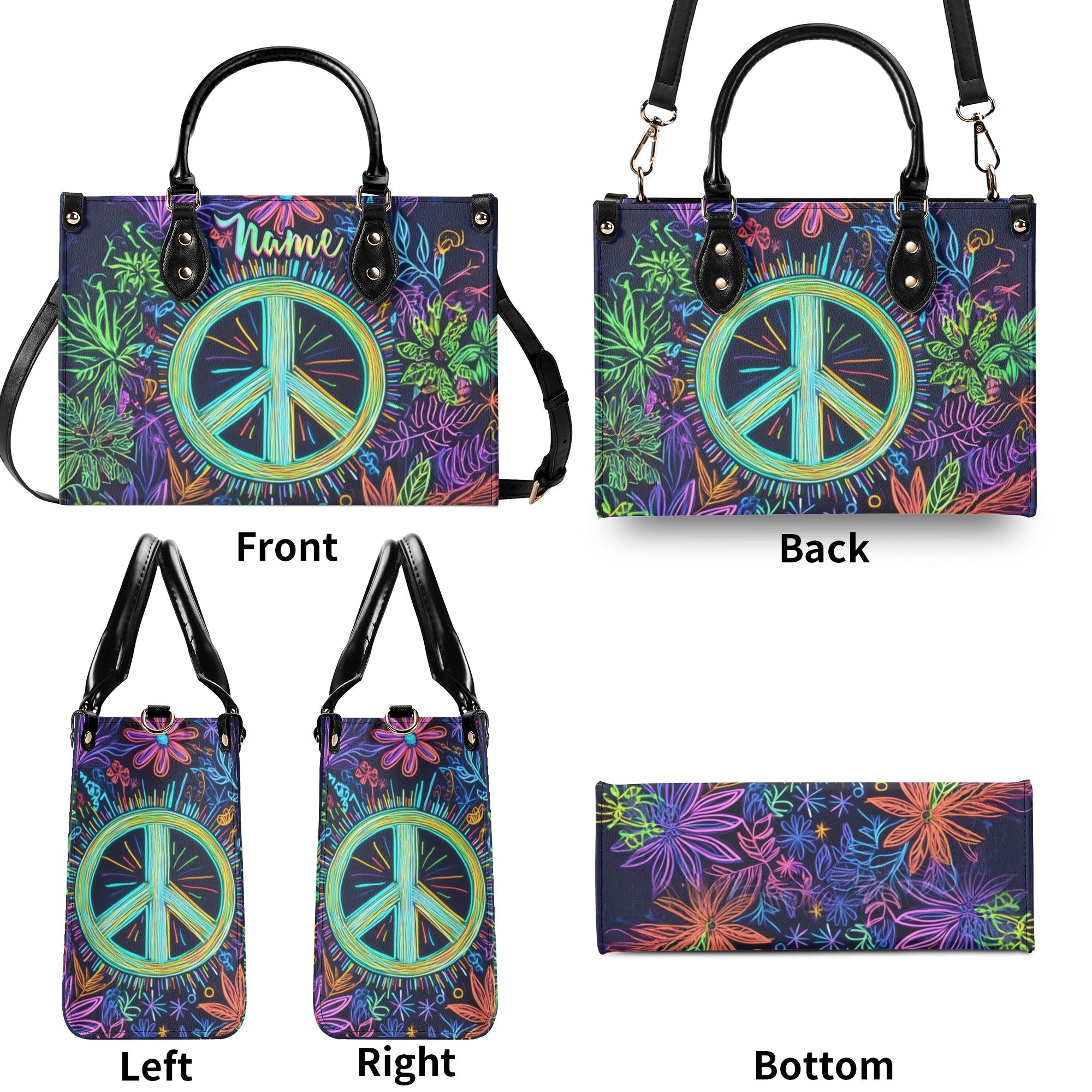 PEACE FLOWER  LEATHER HANDBAG - TLNZ2811245