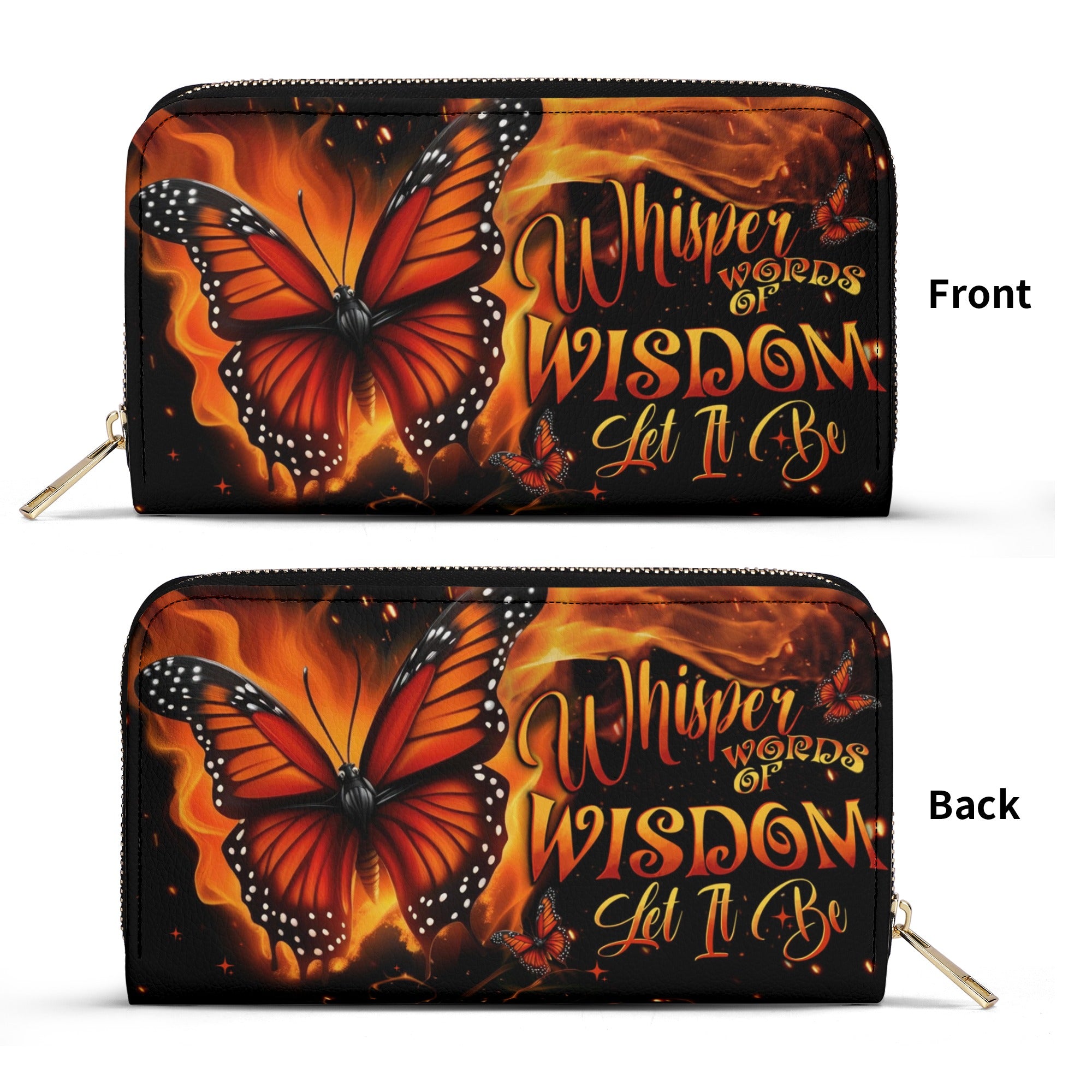 WHISPER WORDS OF WISDOM LET IT BE BUTTERFLY ZIPPER LEATHER WALLET - TYTD1510244