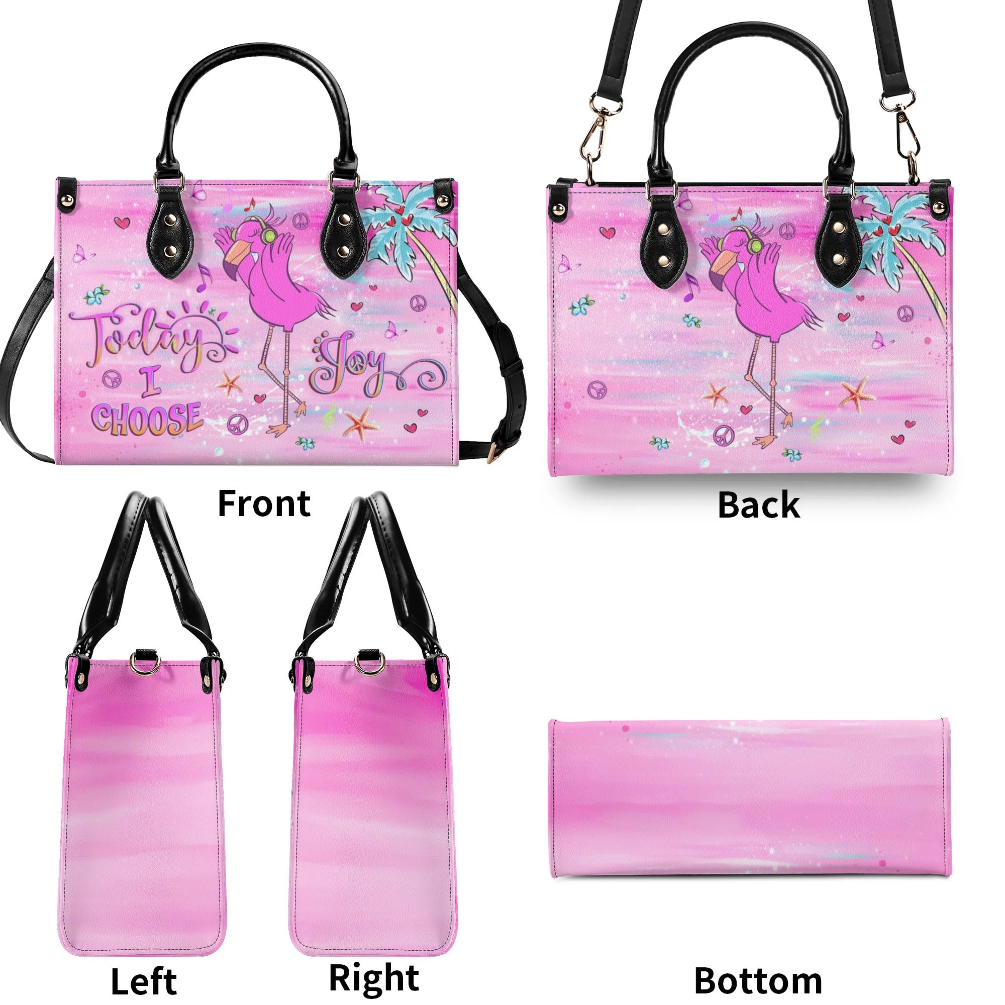 TODAY I CHOOSE JOY FLAMINGO LEATHER HANDBAG - YHLT0710244