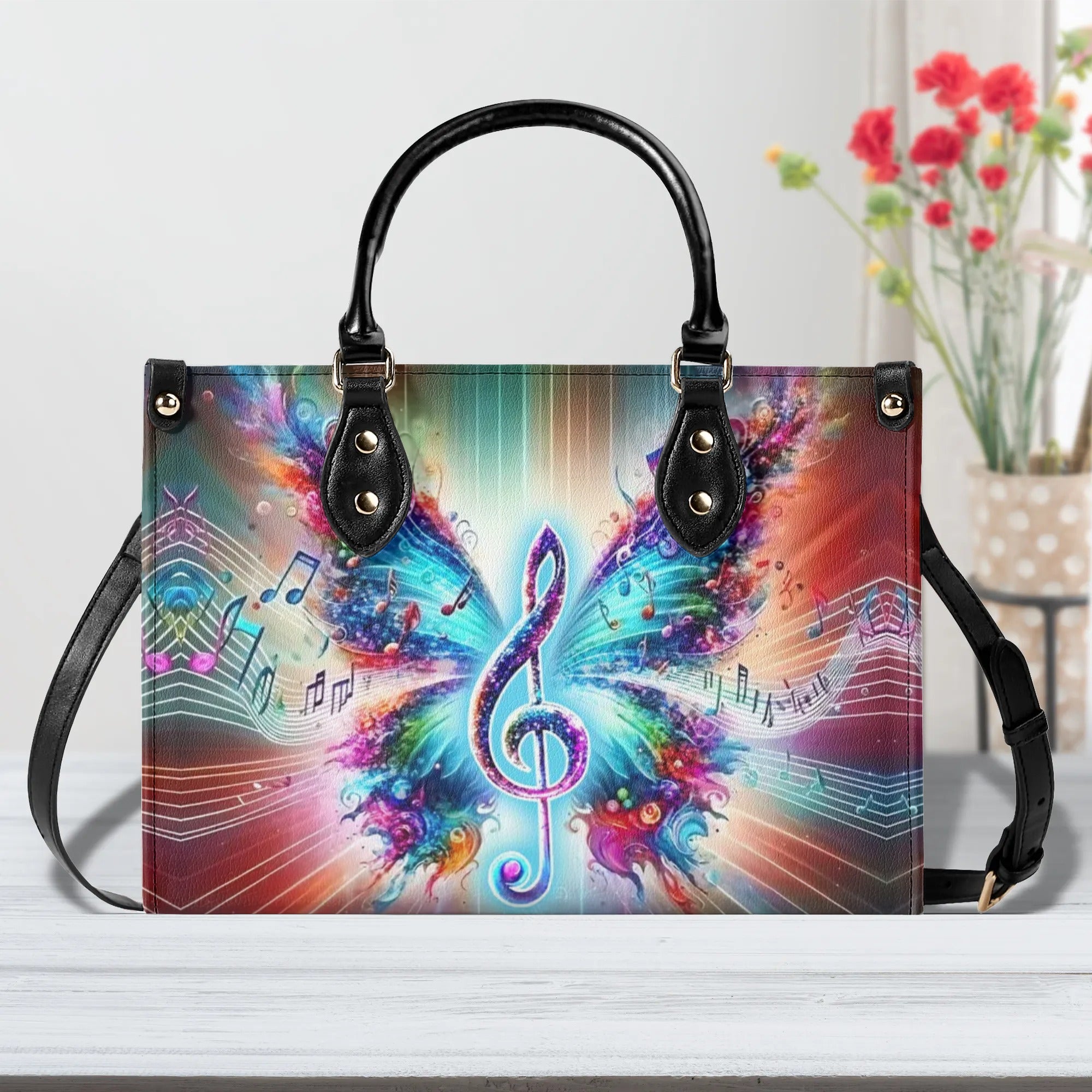 HIPPIE MUSIC BUTTERFLY LEATHER HANDBAG - YHDU0507244