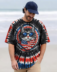 CAT RED WHITE & BLUE SWIRL ALL OVER PRINT - TLNO1003262