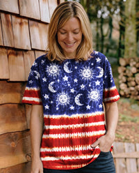 SUN MOON STARS RED WHITE & BLUE SWIRL ALL OVER PRINT - TLNO0104262
