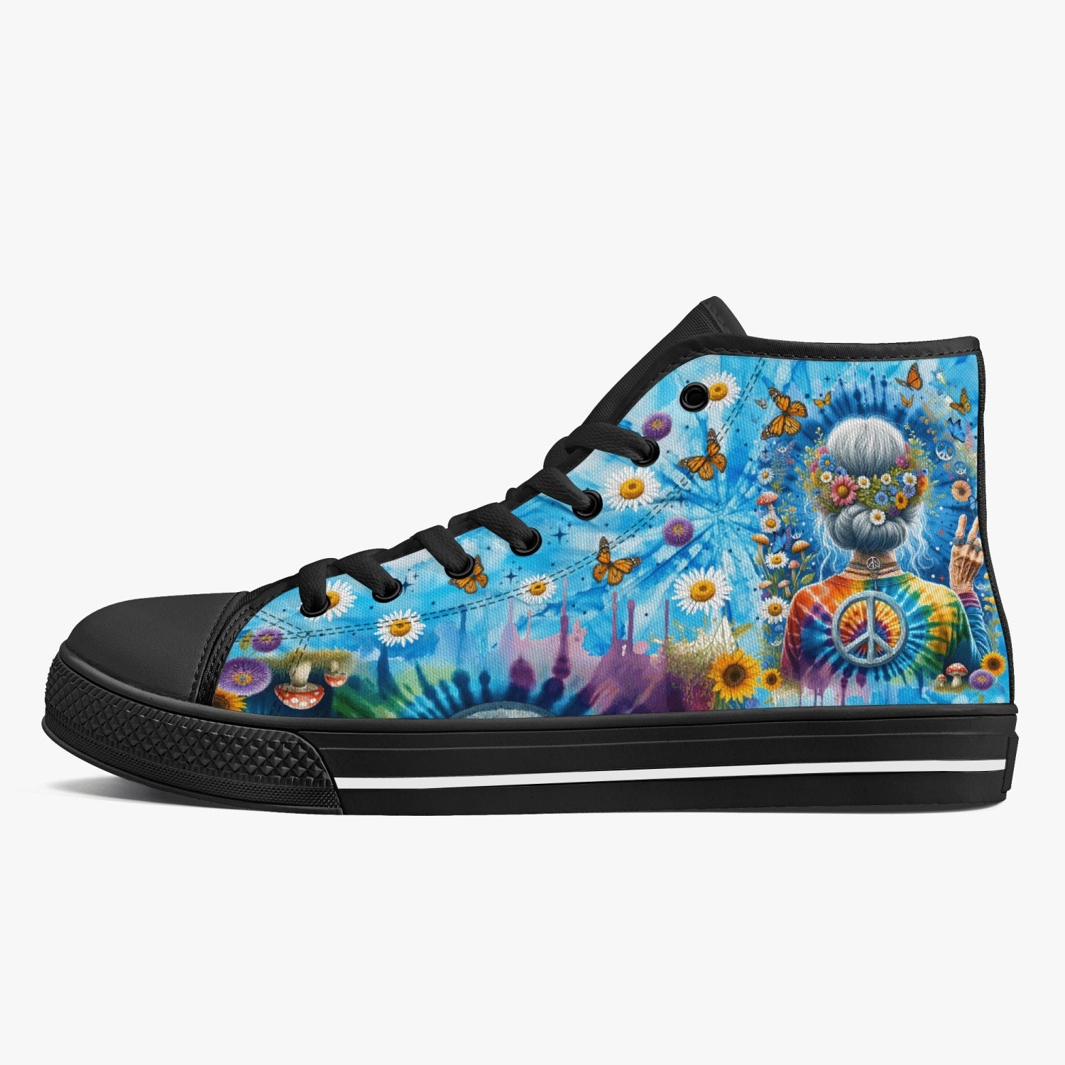 OLD HIPPIE TIE DYE HIGH TOP CANVAS SHOES - TYTM0512237