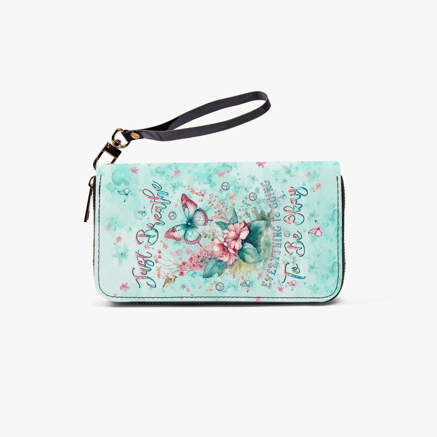 JUST BREATHE BUTTERFLY ZIPPER LEATHER WALLET - YHLT0907246